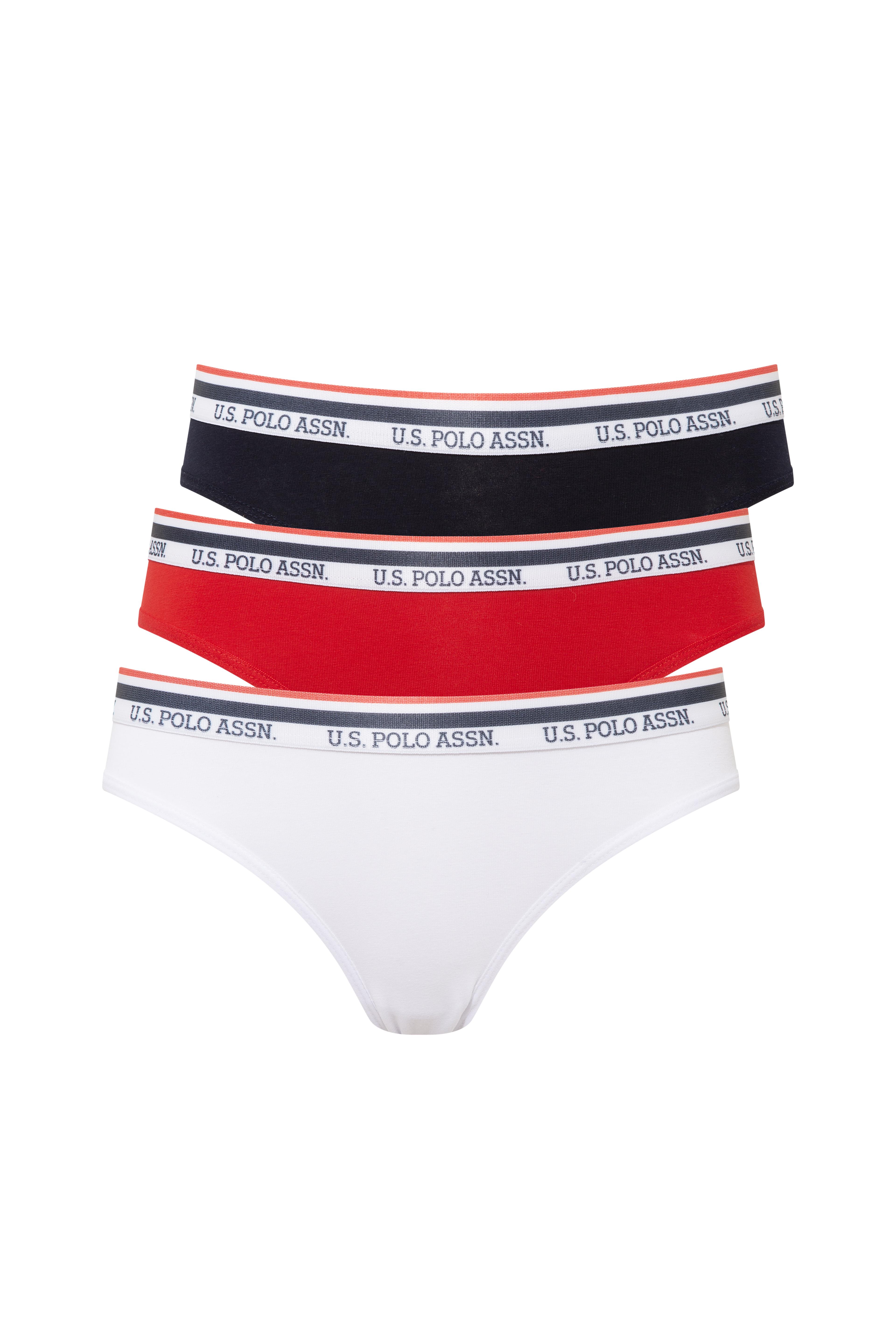  Kadın Kırmızı - Lacivert - Beyaz 3 lü Slip  - US.01.66466 397