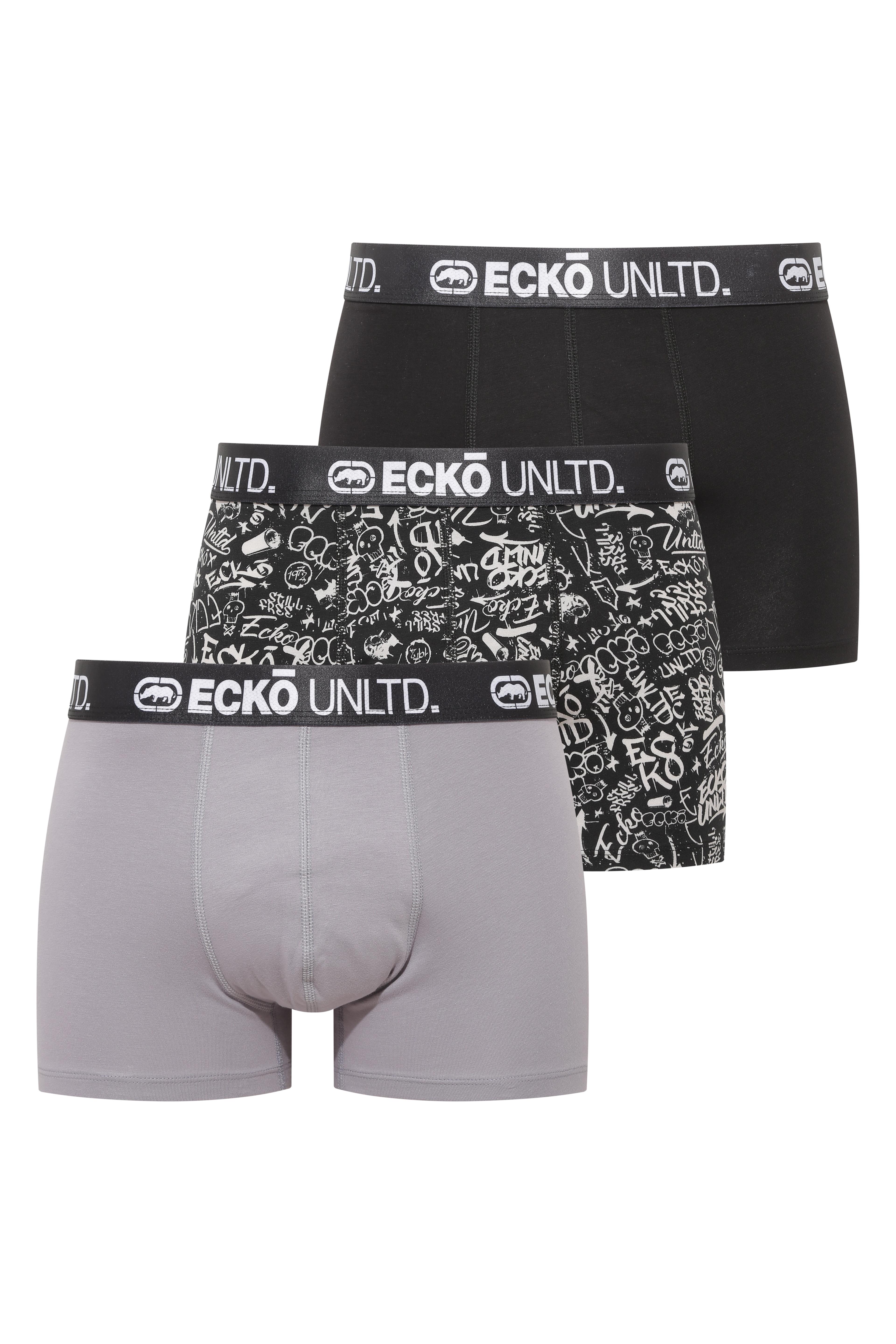 Ecko Siyah - Gri - Baskılı 3'lü Boxer - ECKO.01.40005 600