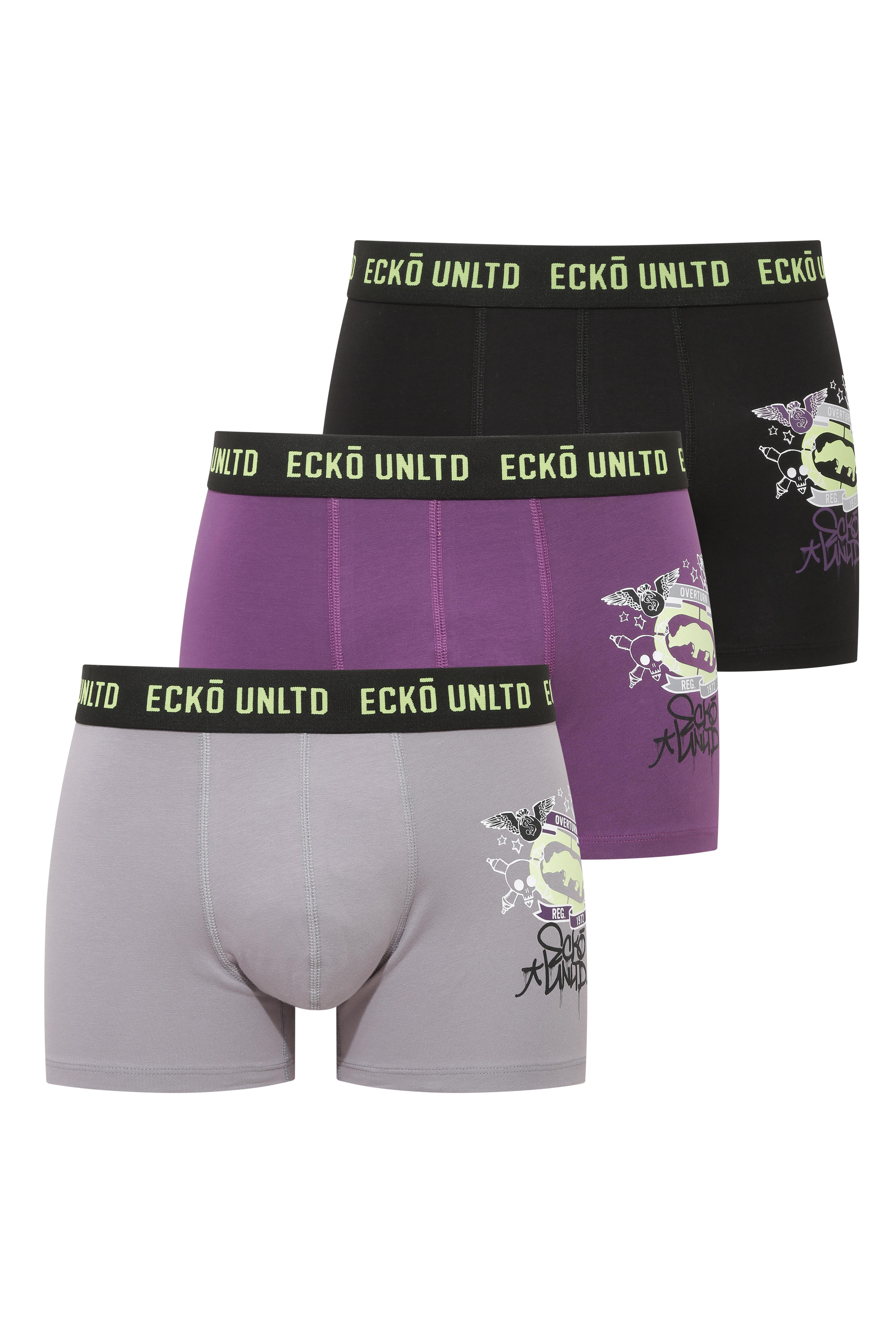 Ecko Siyah - Gri - Mor 3'lü Boxer - ECKO.01.40002 601