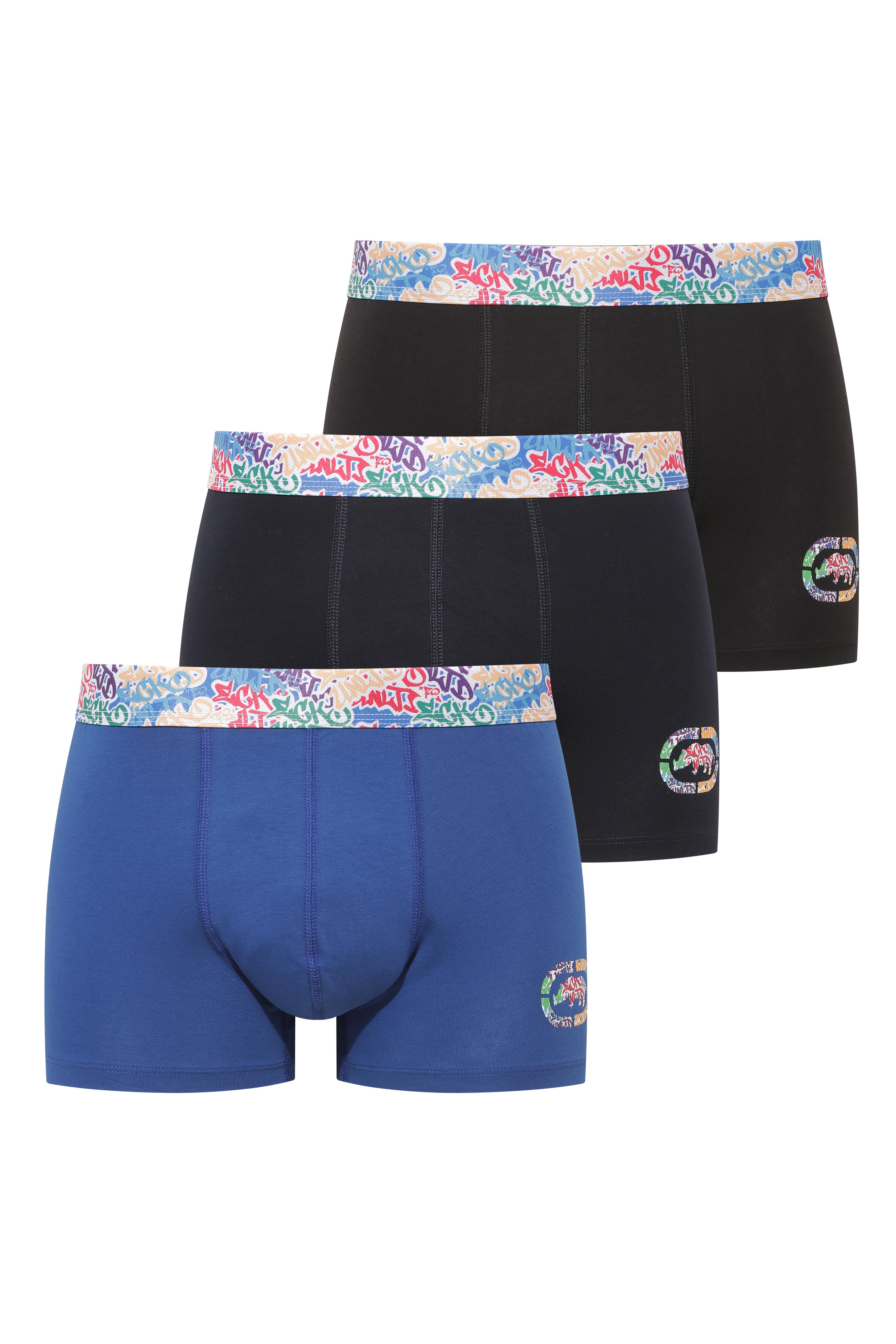Ecko Siyah - Saks - Lacivert 3'lü Boxer - ECKO.01.40001 602