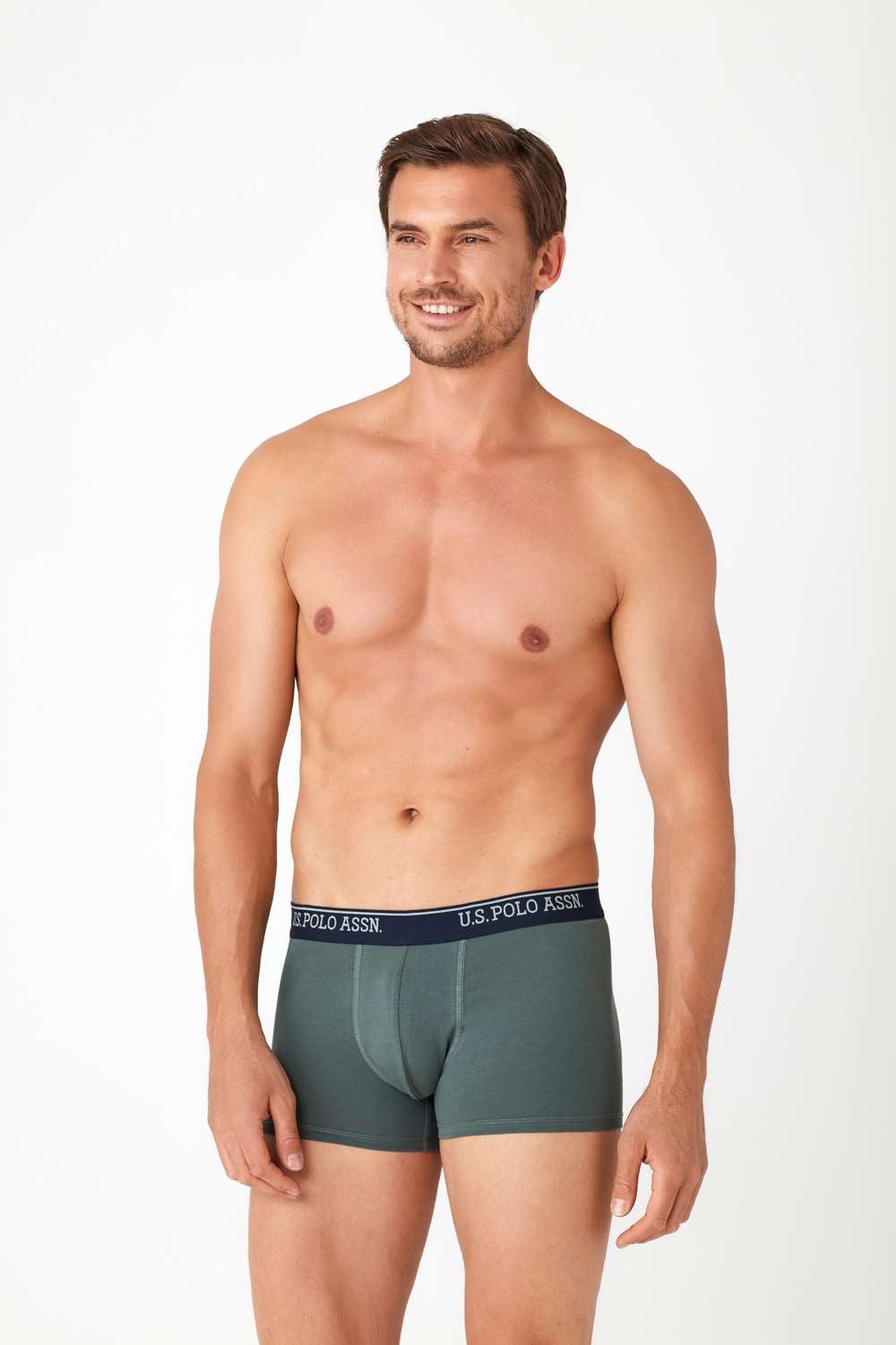 U.S. Polo Assn. Erkek Haki Tekli Boxer