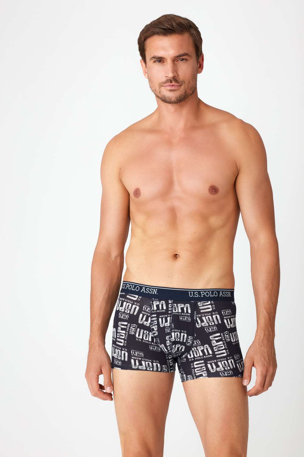U.S. Polo Assn. Erkek Lacivert Baskılı Tekli Boxer