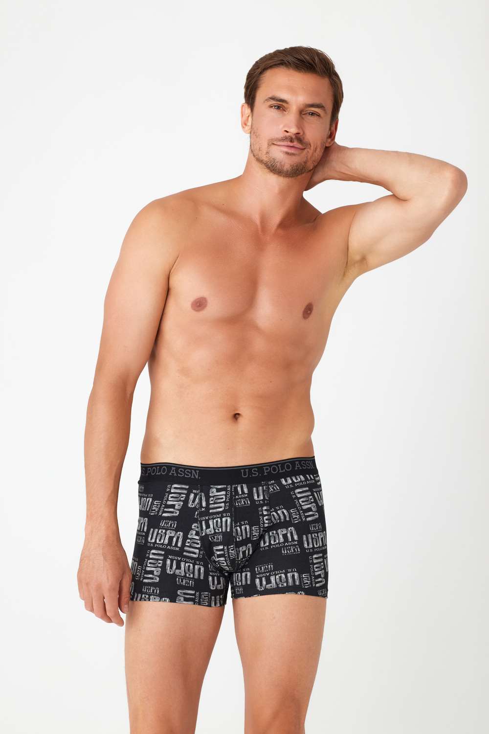 U.S. Polo Assn. Erkek Siyah Baskılı Tekli Boxer