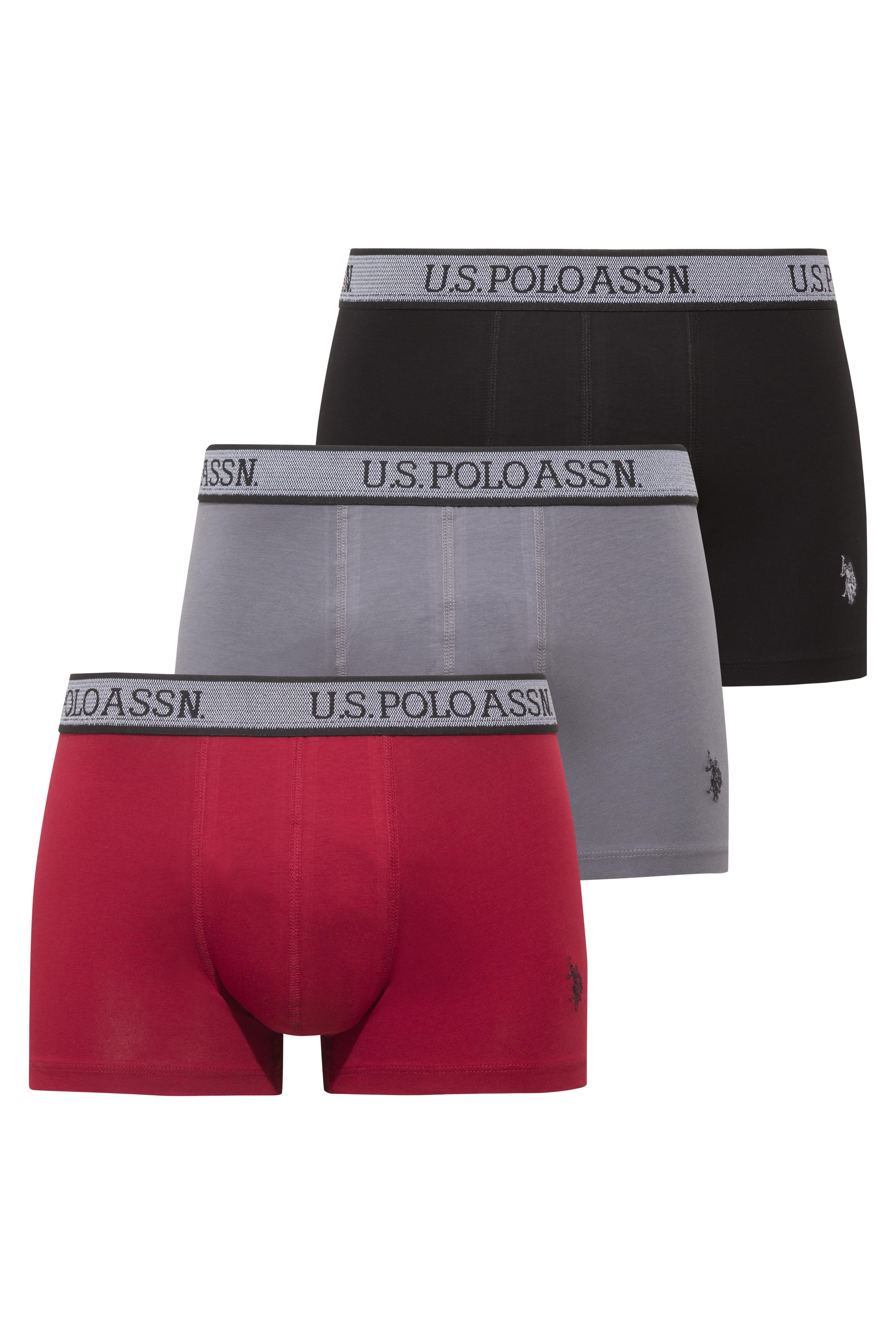 U.S. Polo Assn. 80540 Siyah - Bordo - Antrasit 3 lü Boxer  - US.01.80540 513