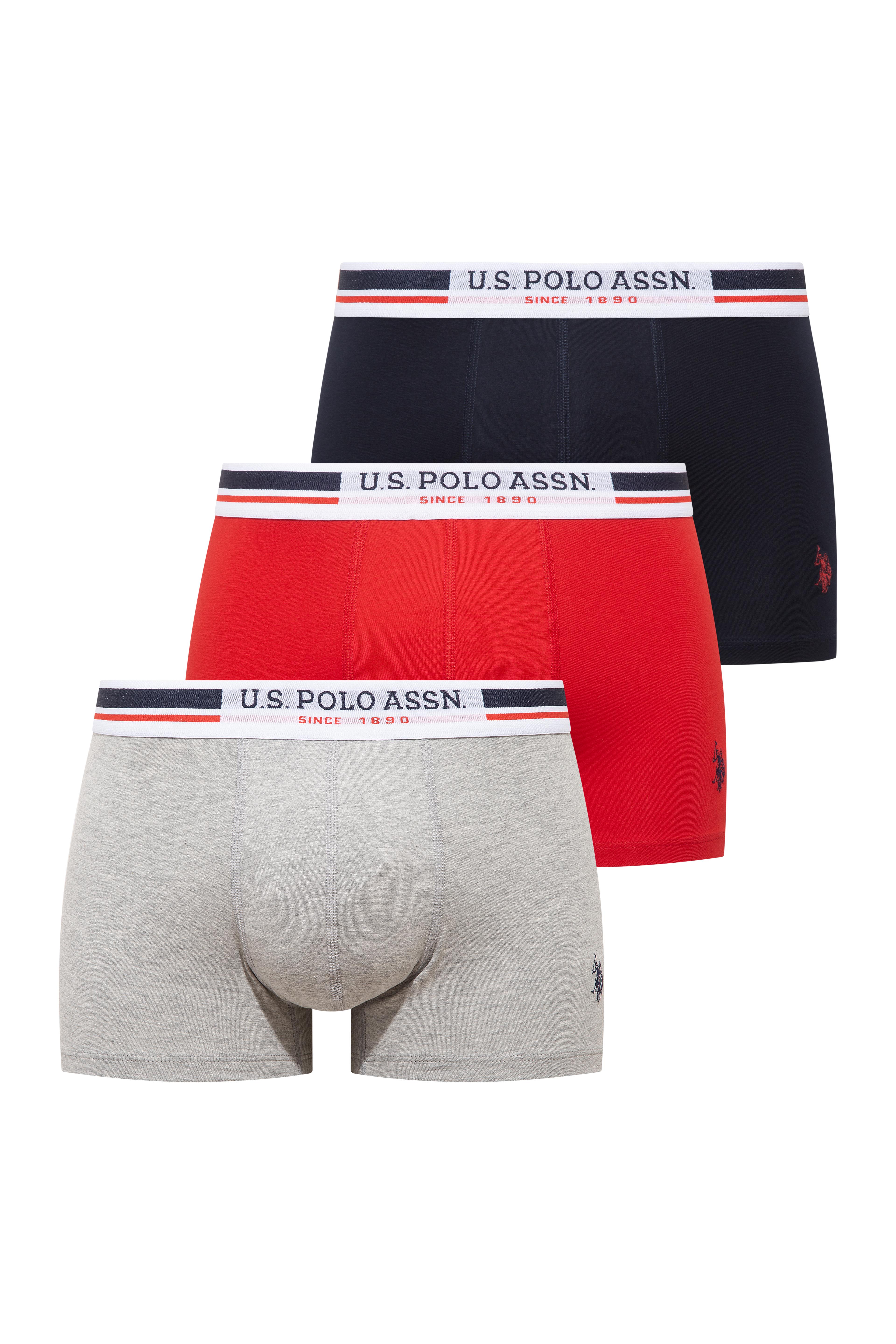 U.S. Polo Assn. 80651 200 Lacivert - Kırmızı - Gri Melanj 3 lü Boxer  - US.01.80651.INT 200 427