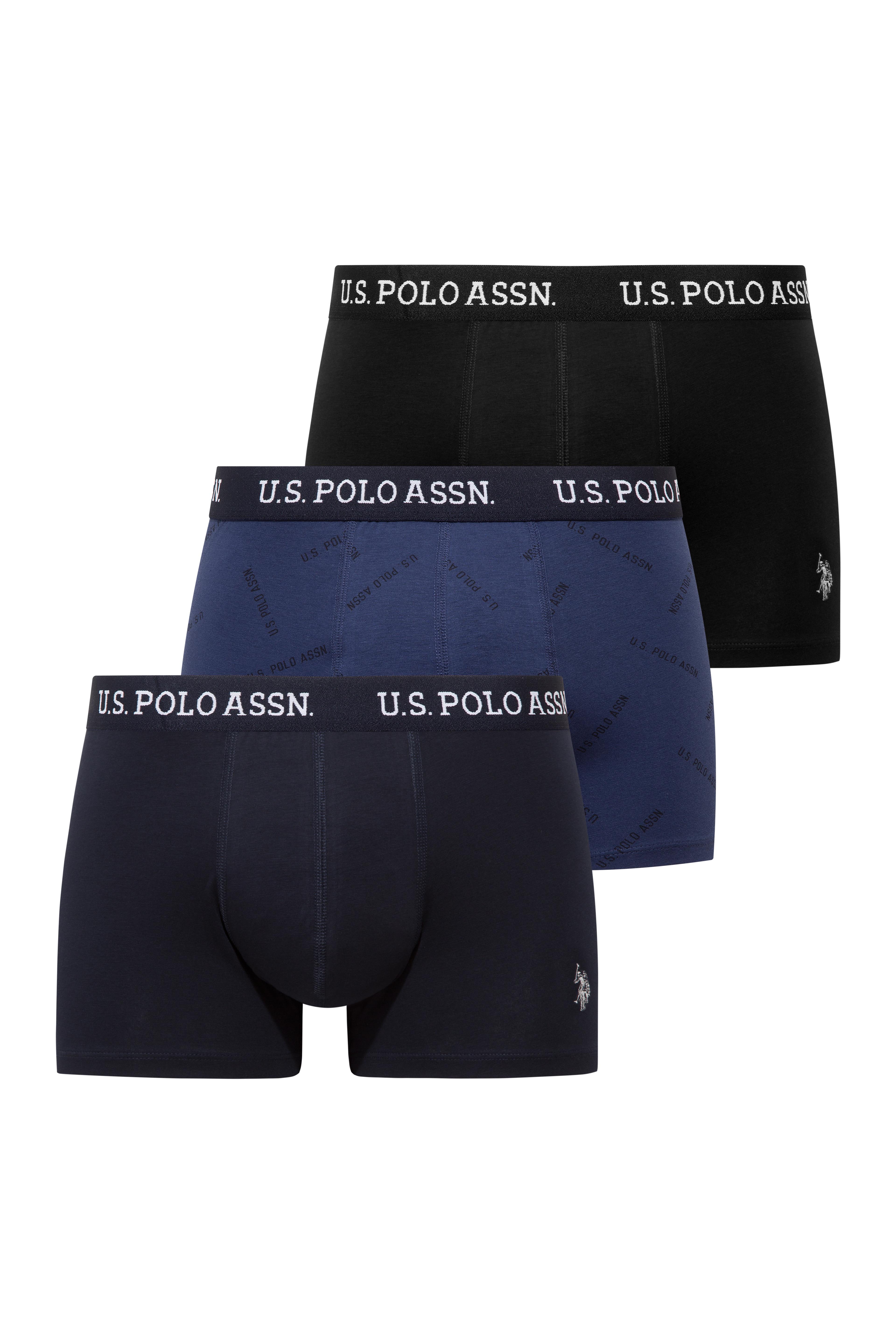 U.S. Polo Assn. 80651 200 Siyah - Lacivert-  Baskılı 3 lü Boxer  - US.01.80651.INT 200 603