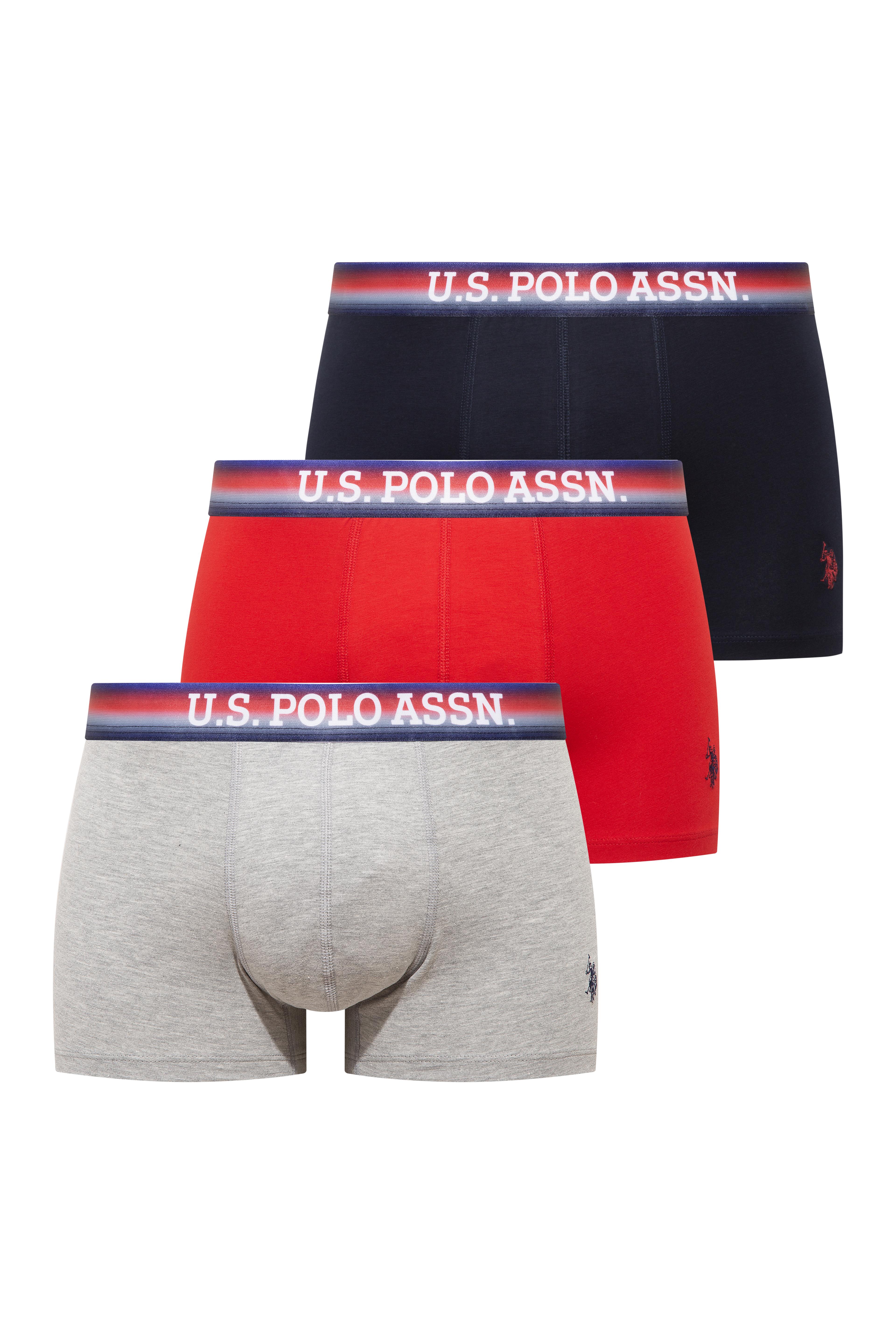 U.S. Polo Assn. 80651 201 Kırmızı - Lacivert - Gri Melanj 3 lü Boxer  - US.01.80651.INT 201 427