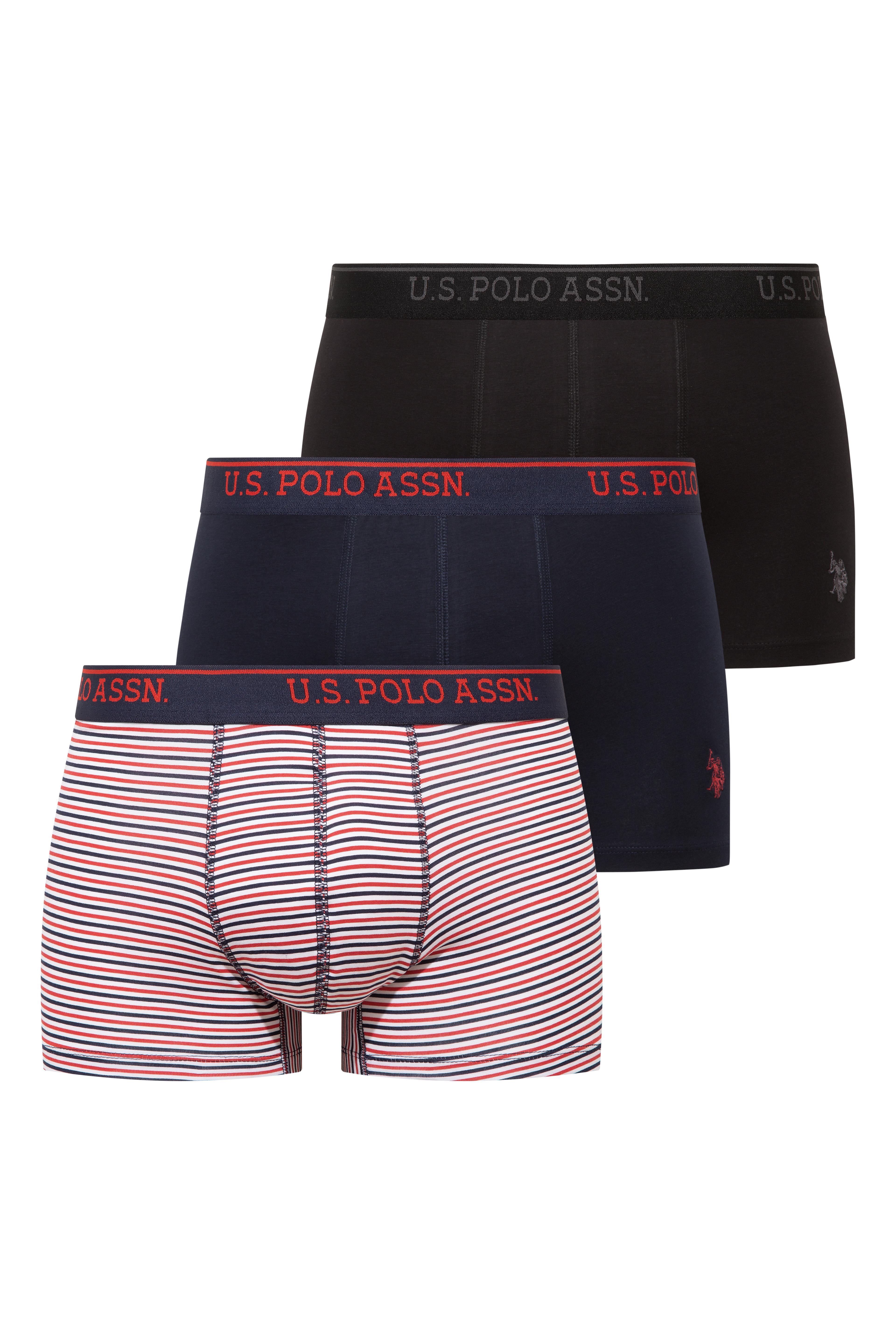 U.S. Polo Assn. 80651 201 Siyah - Lacivert-  Baskılı 3 lü Boxer  - US.01.80651.INT 201 603