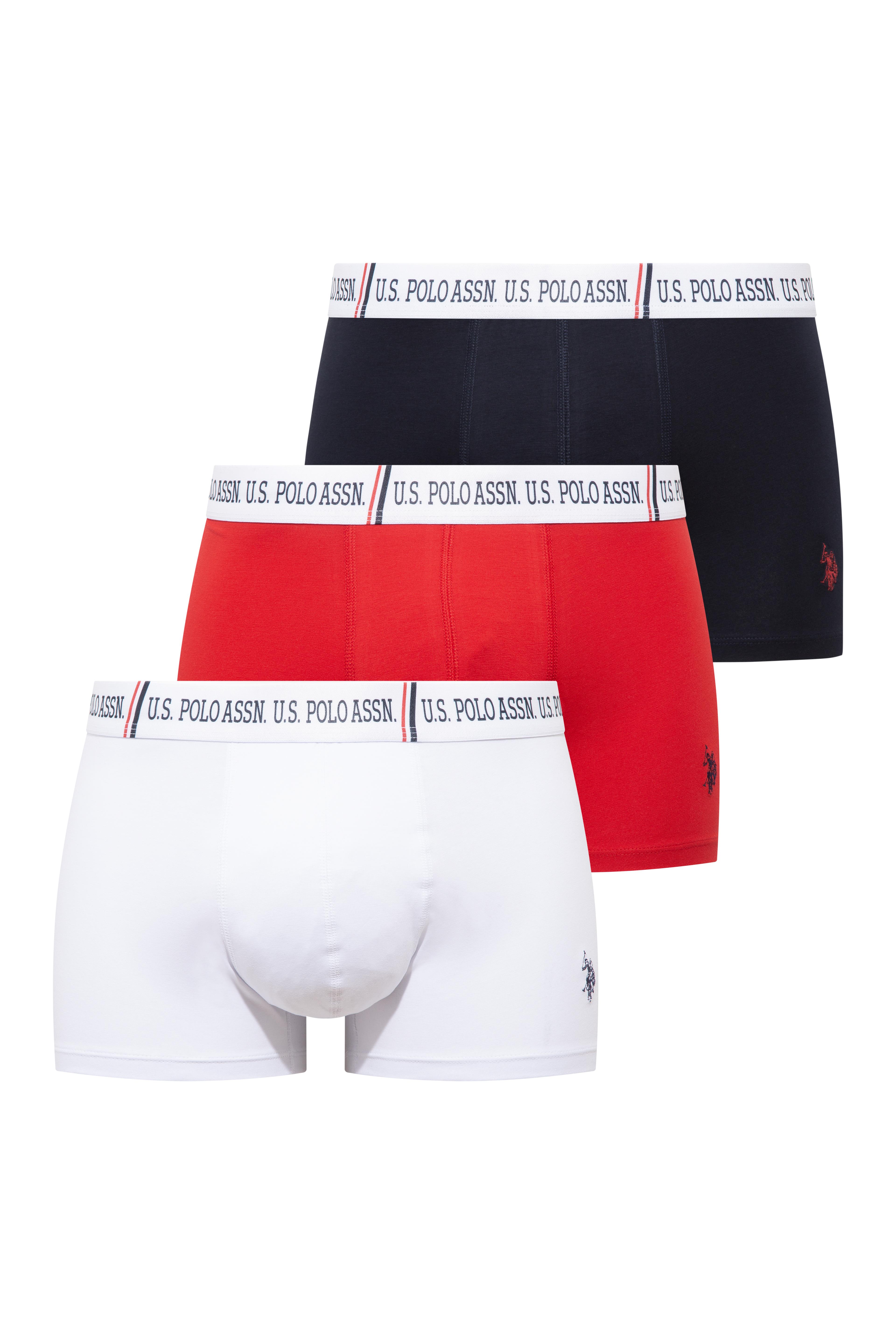 U.S. Polo Assn. 80651 Kırmızı - Lacivert -  Beyaz 3 lü Boxer  - US.01.80651.INT 397