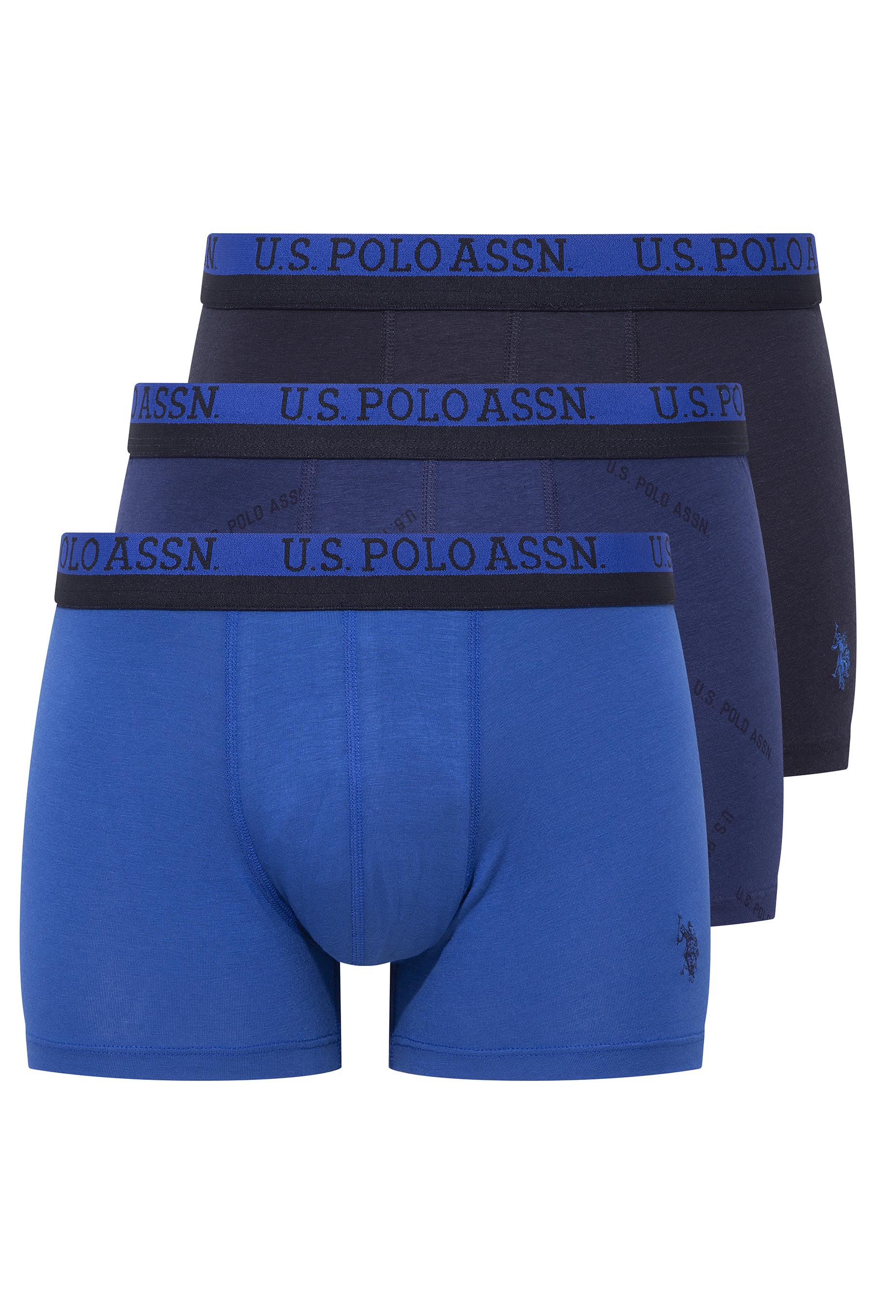 U.S. POLO ASSN. Erkek Baskılı-Lacivert-Saks 3 lü Boxer  - US.01.80522 555