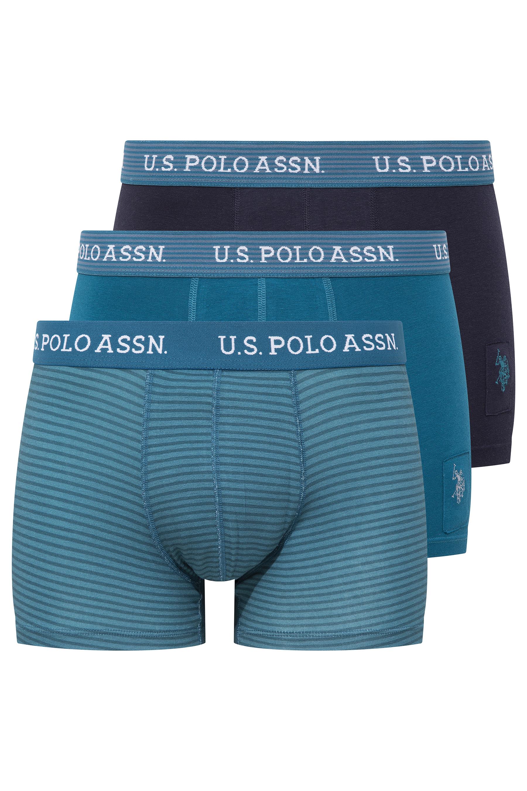 U.S. POLO ASSN. Erkek Baskılı-Lacivert-Yeşil 3 lü Boxer  - US.01.80515 558
