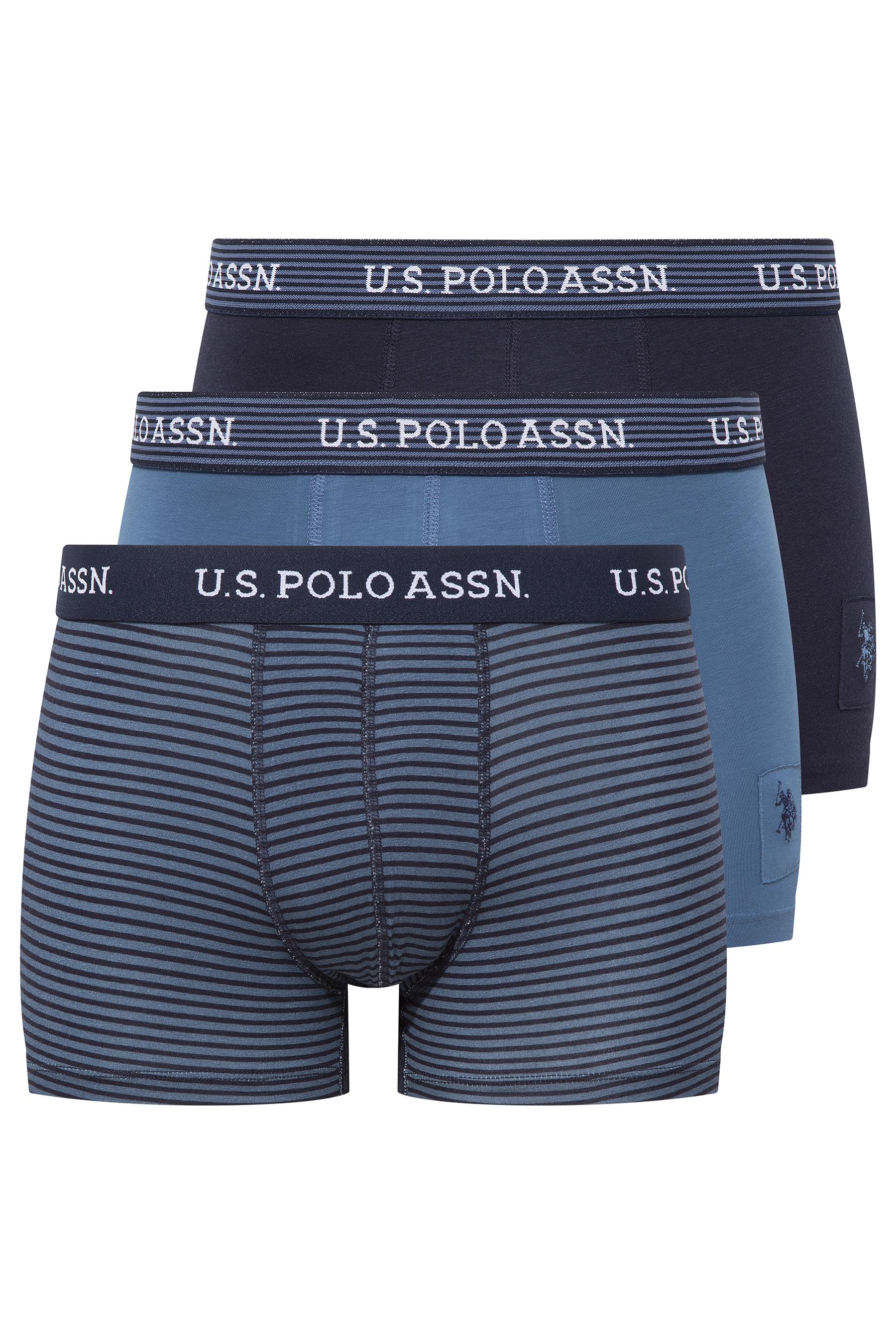 U.S. POLO ASSN. Erkek Baskılı-Lacivert-İndigo 3 lü Boxer  - US.01.80515 557
