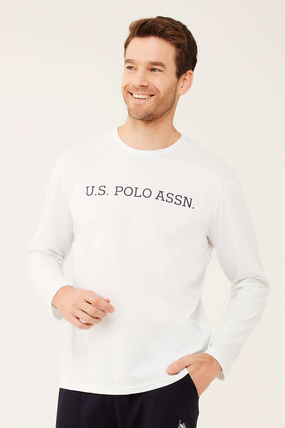 U.S. Polo Assn. Erkek Beyaz Uzun Kollu T-shirt | Modcollection.com.tr
