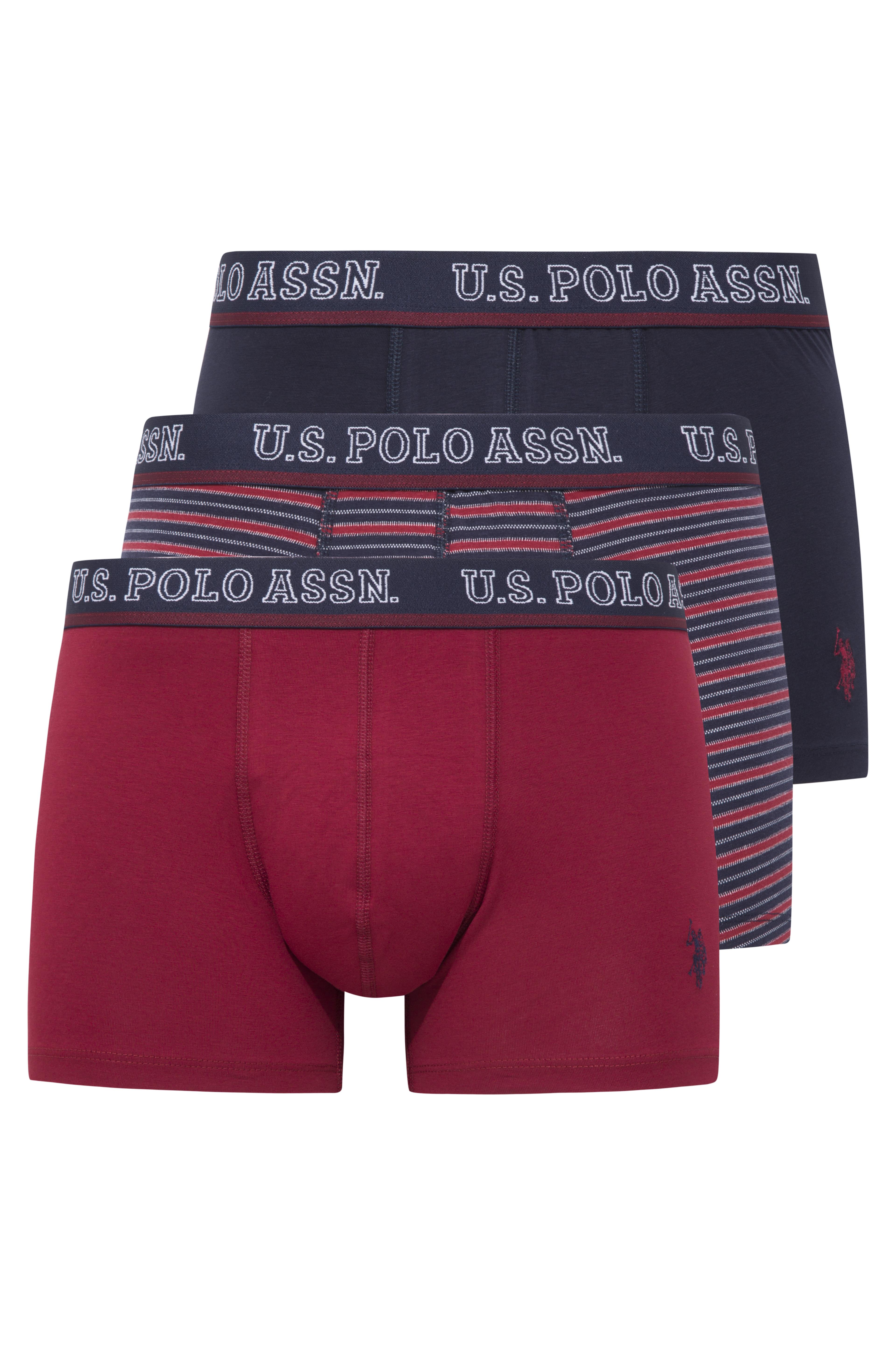 U.S. POLO ASSN. Erkek Bordo-Lacivert-Baskılı 3 lü Boxer  - US.01.80516 511
