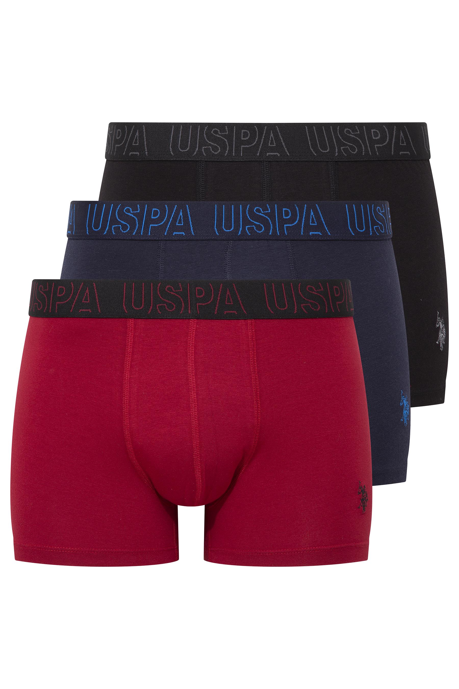U.S. POLO ASSN. Erkek Bordo-Lacivert-Siyah 3 lü Boxer  - US.01.80518 517