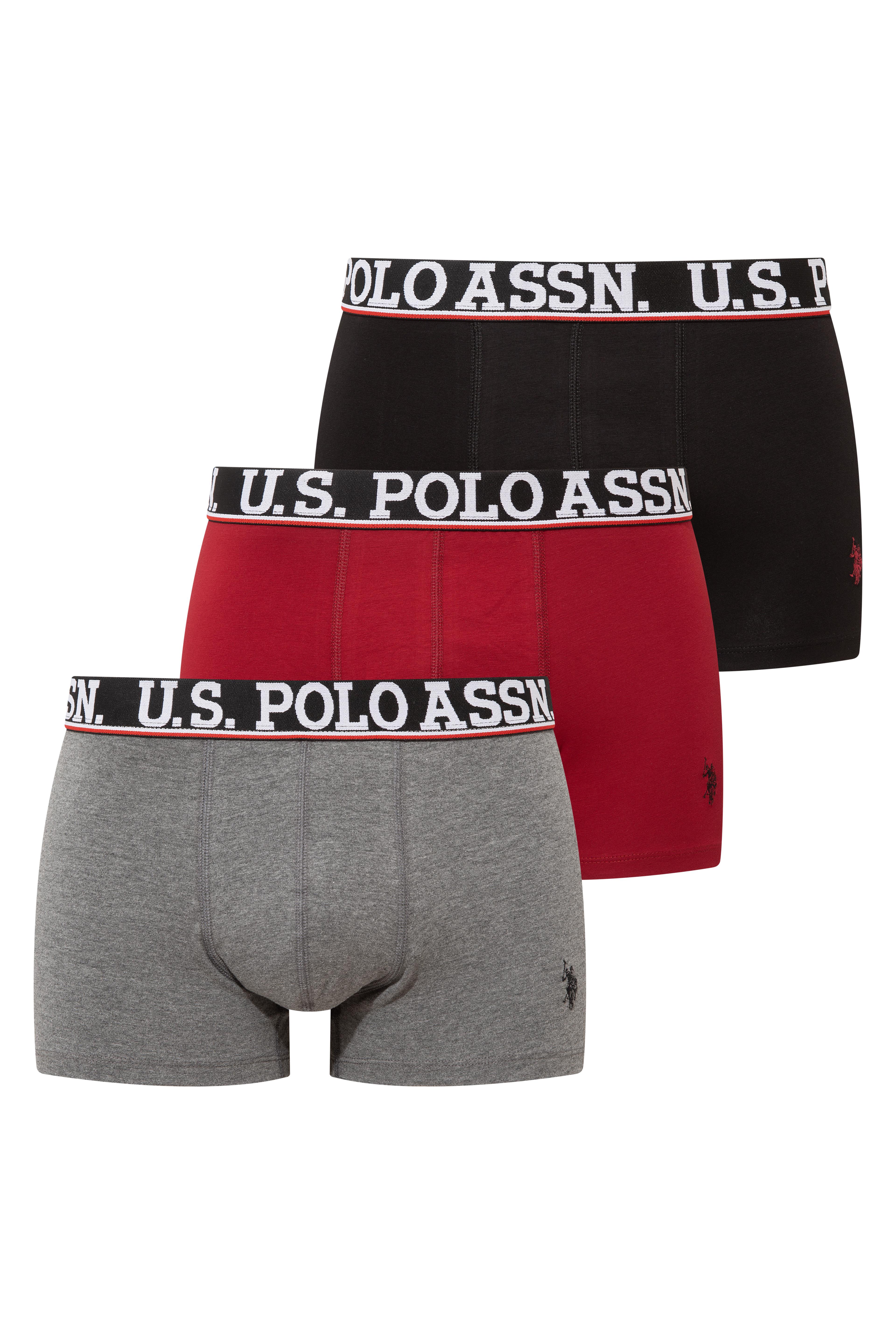 U.S. Polo Assn. Erkek Bordo - Siyah - Antrasit Melanj 3 lü Boxer  - US.01.80533 406