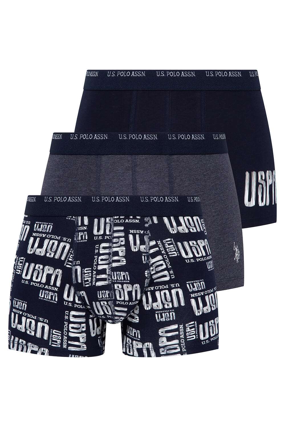 U.S. Polo Assn. Erkek Lacivert - Lacivert Melanj  3 Lü Boxer