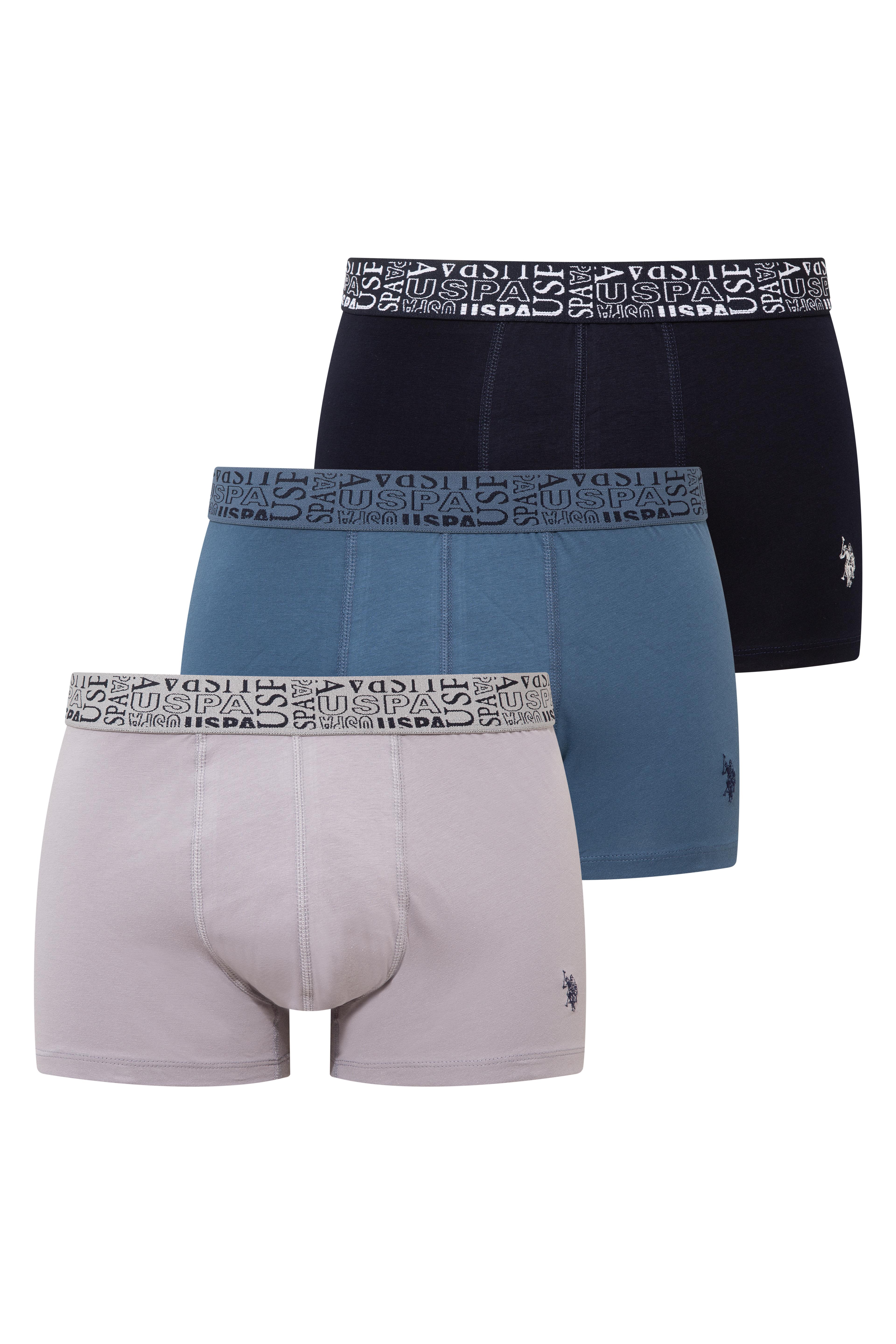 U.S. Polo Assn. Erkek Lacivert - İndigo - Gri 3 lü Boxer  - US.01.80543 581