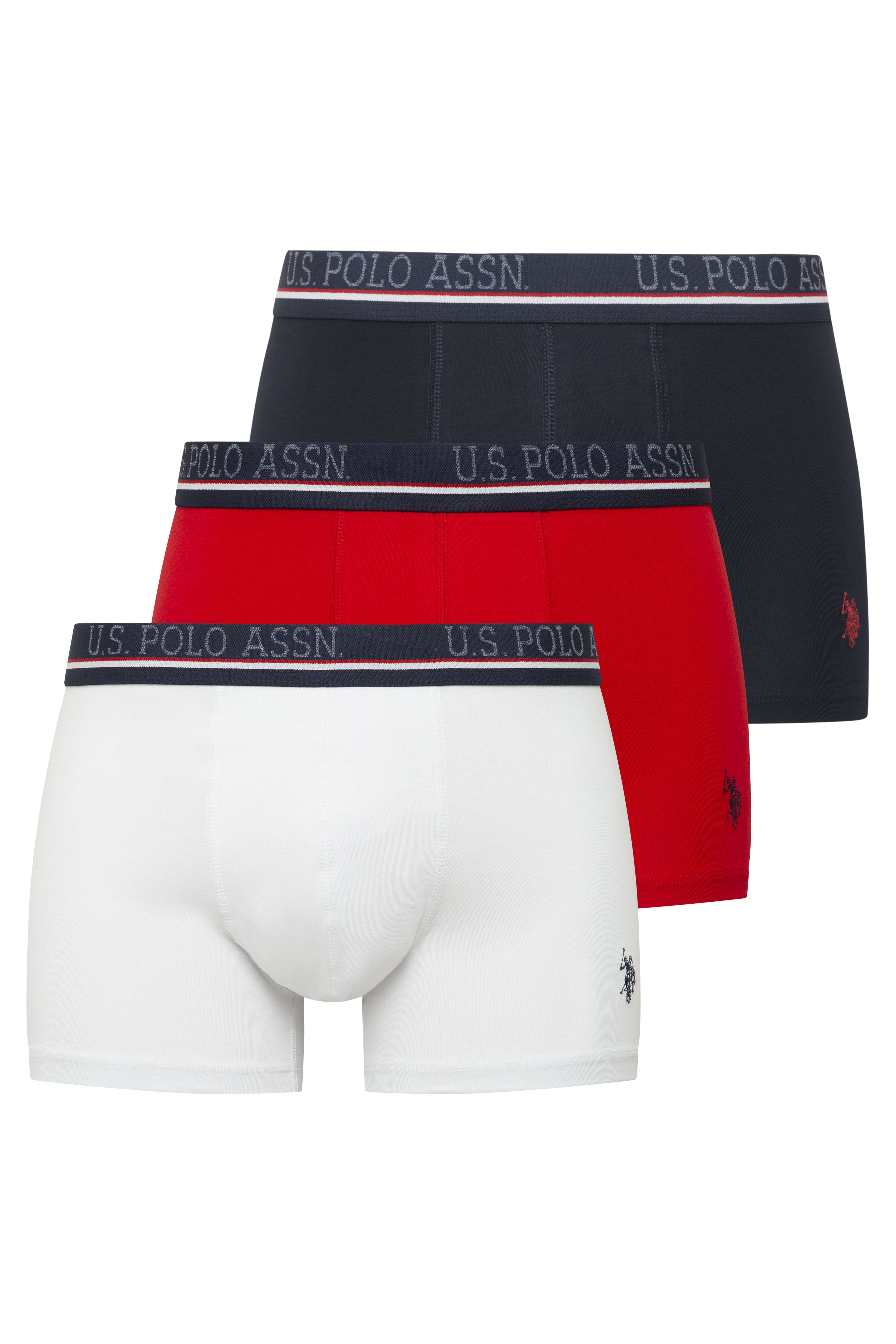 U.S. Polo Assn. Erkek Lacivert - Kırmızı - Beyaz 3 lü Boxer  - US.01.80655.INT 397