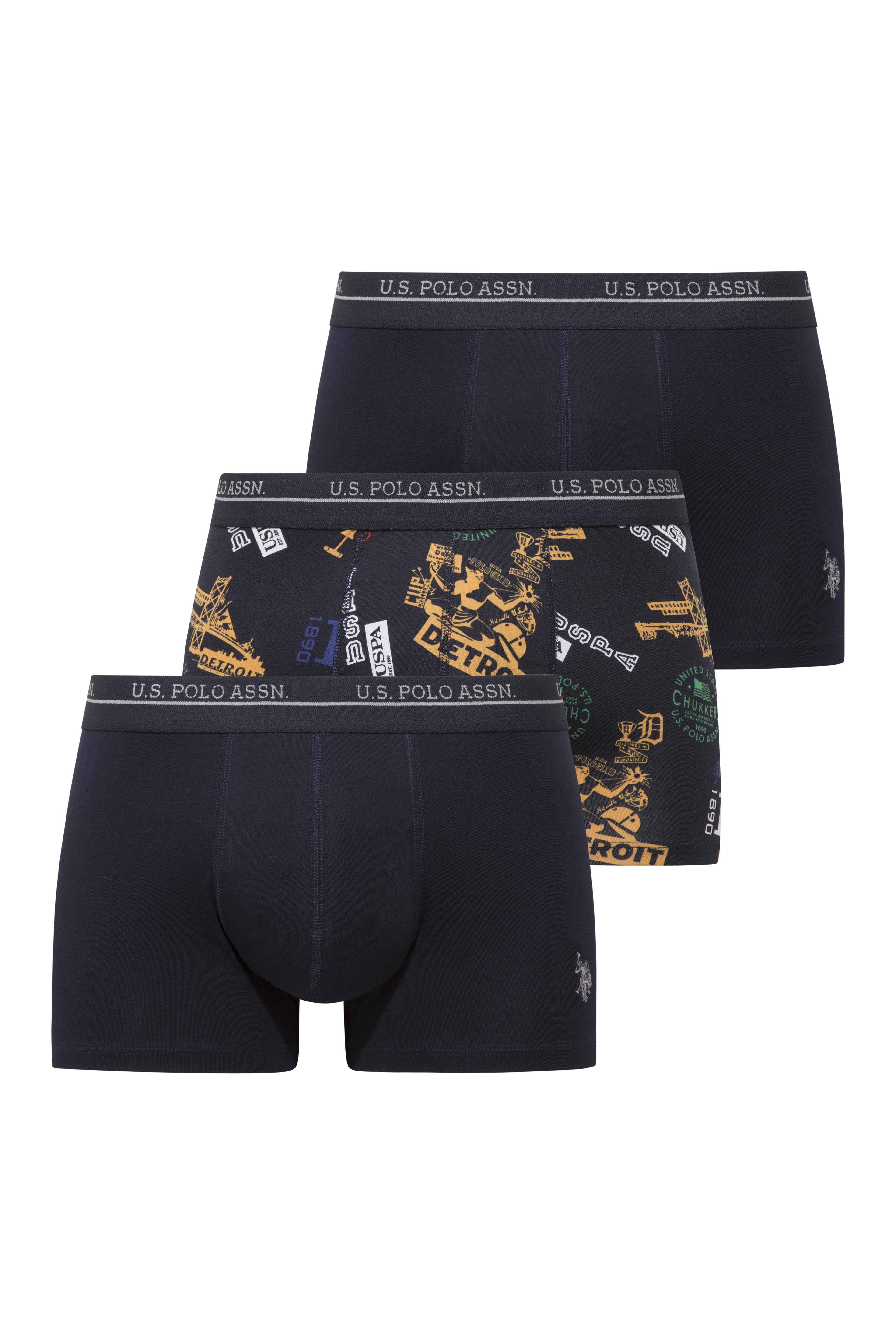U.S. Polo Assn. Erkek Lacivert - Lacivert - Baskılı 3 lü Boxer  - US.01.80650.INT 516