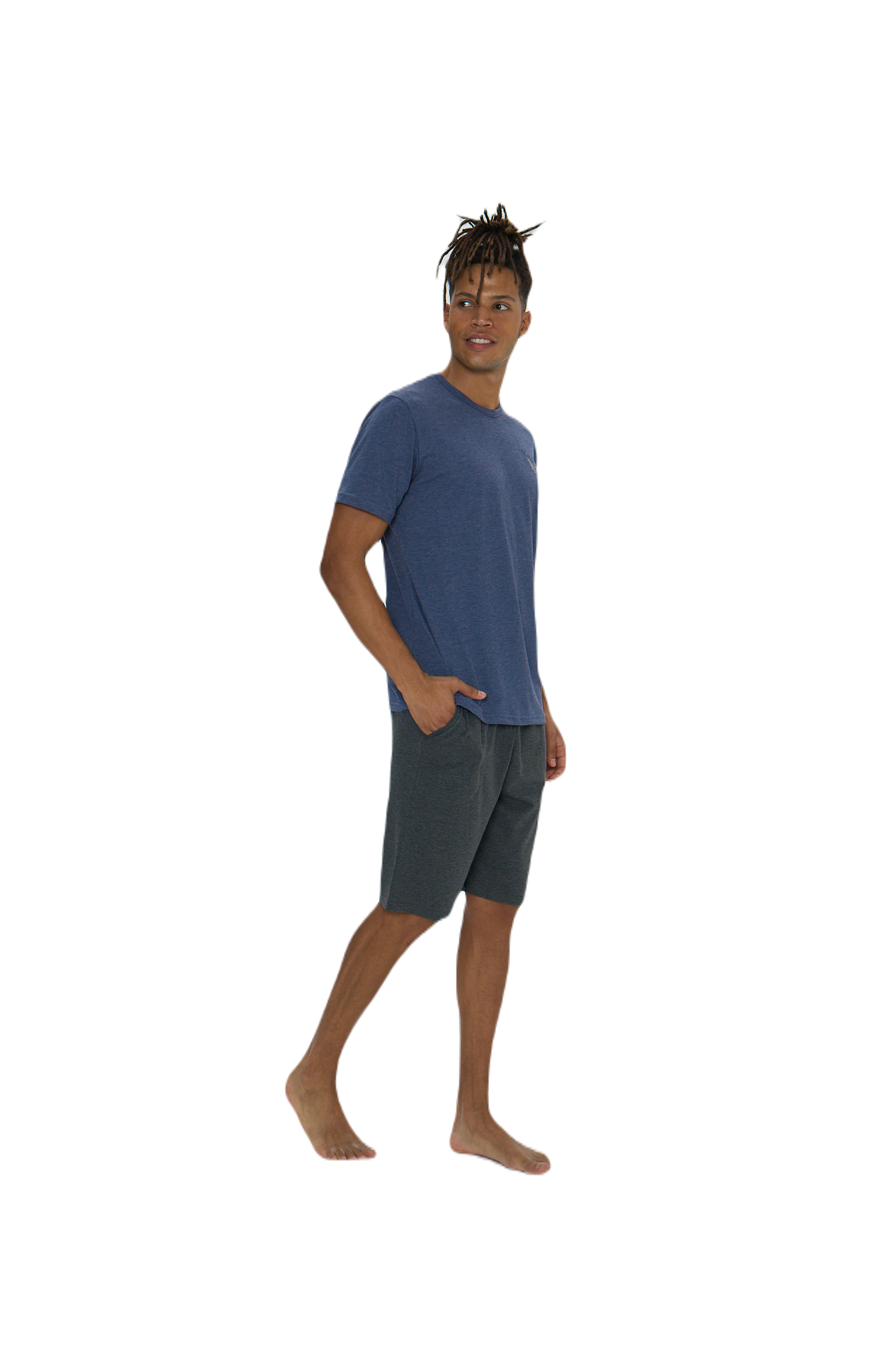 U.S. Polo Assn.  Erkek Mavi Melanj Yuvarlak Yaka Şort Takım  - US.01.18859.INT 181