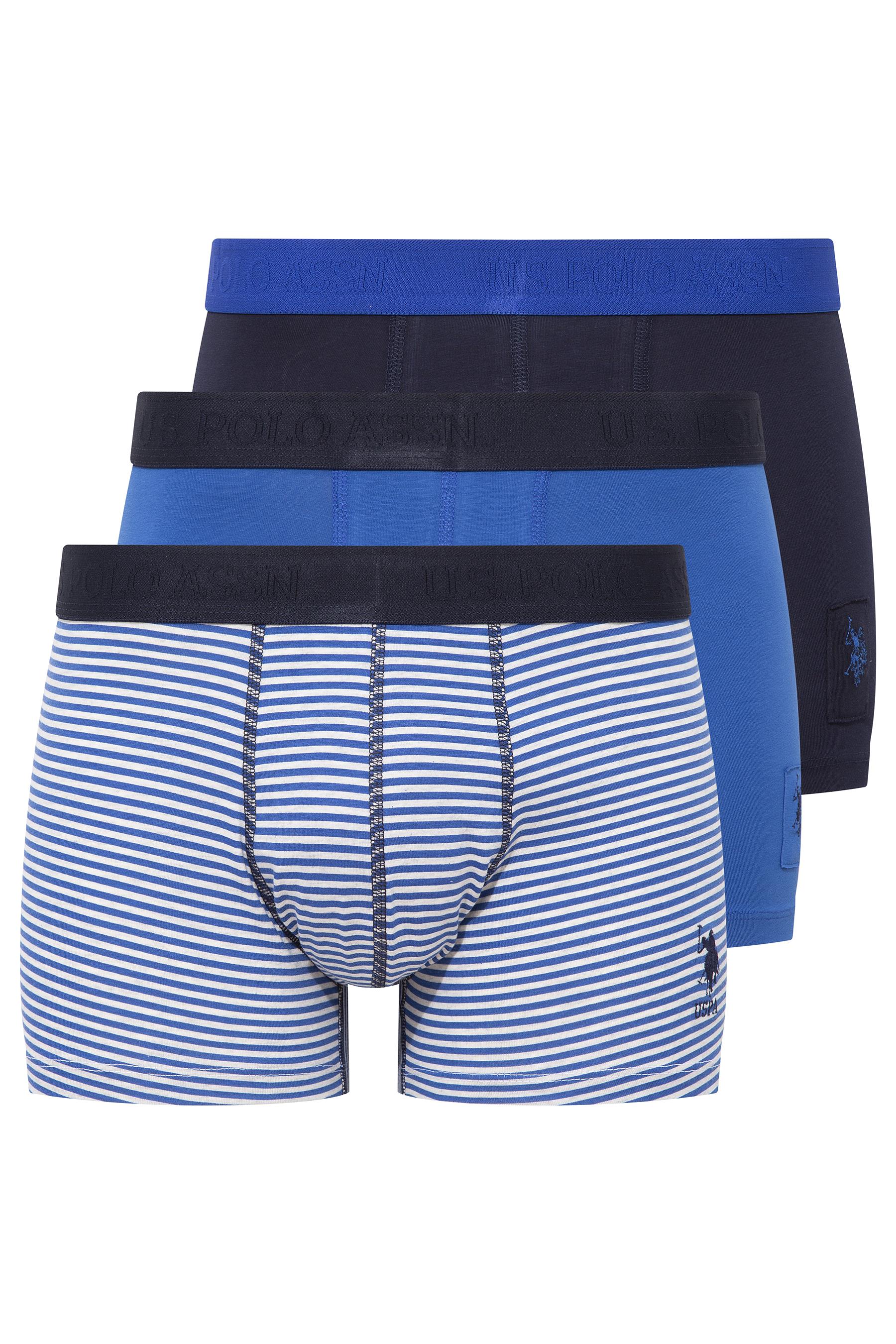 U.S. POLO ASSN. Erkek Saks-Lacivert-Baskılı 3 lü Boxer  - US.01.80504 563