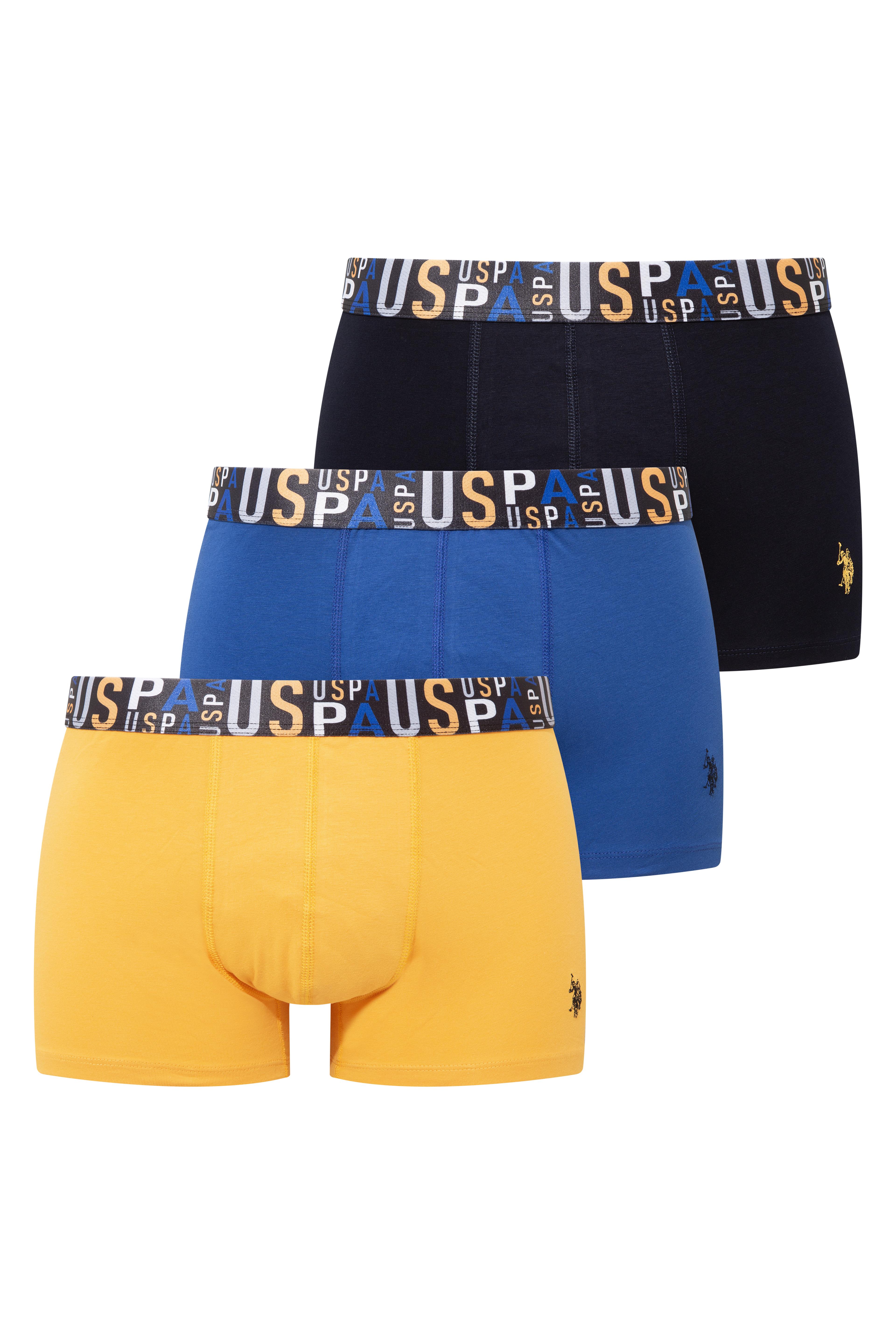 U.S. Polo Assn. Erkek Saks - Sarı - Lacivert 3 lü Boxer  - US.01.80572 484