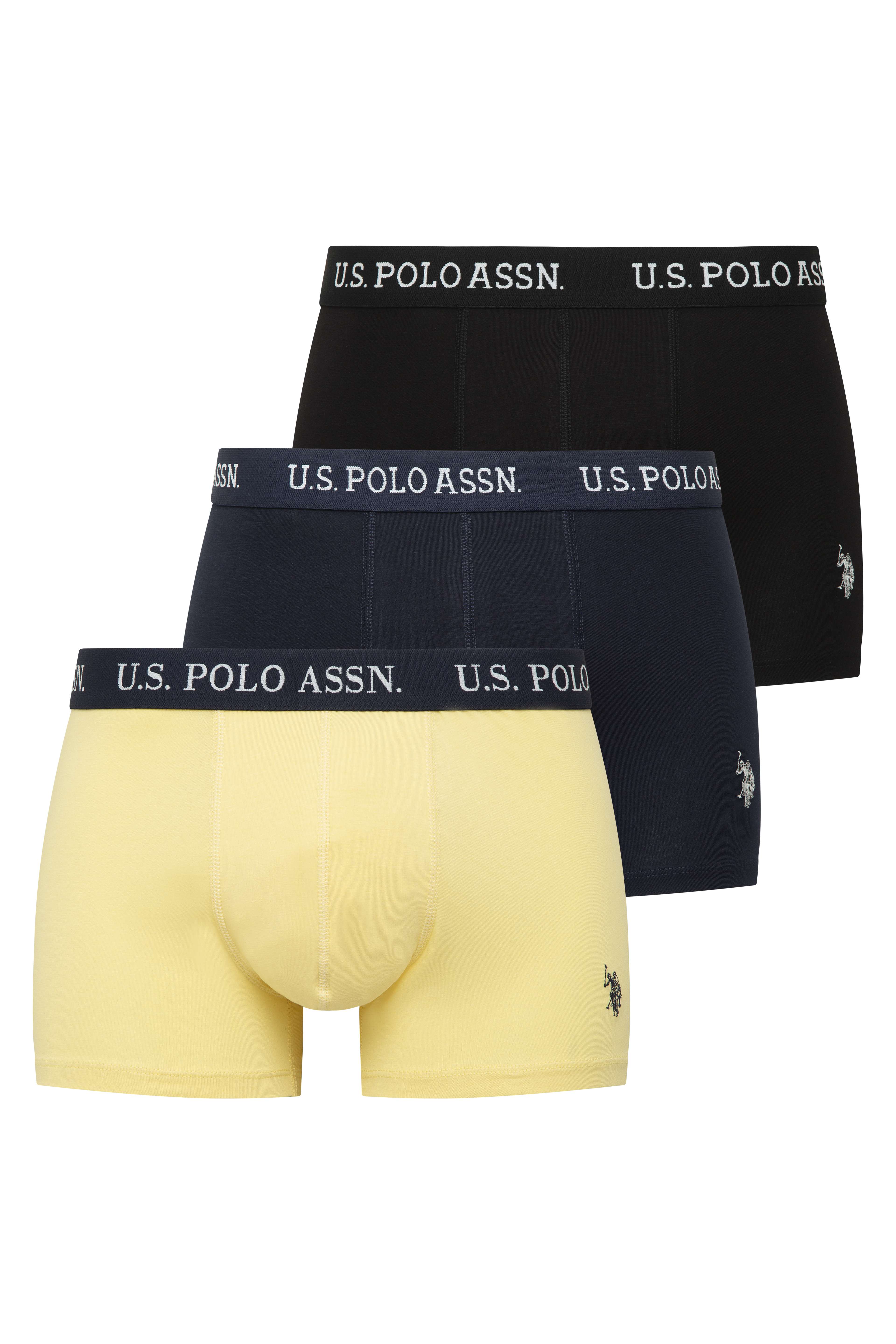 U.S. Polo Assn. Erkek Sarı - Lacivert - Siyah 3 lü Boxer  - US.01.80655.INT 615