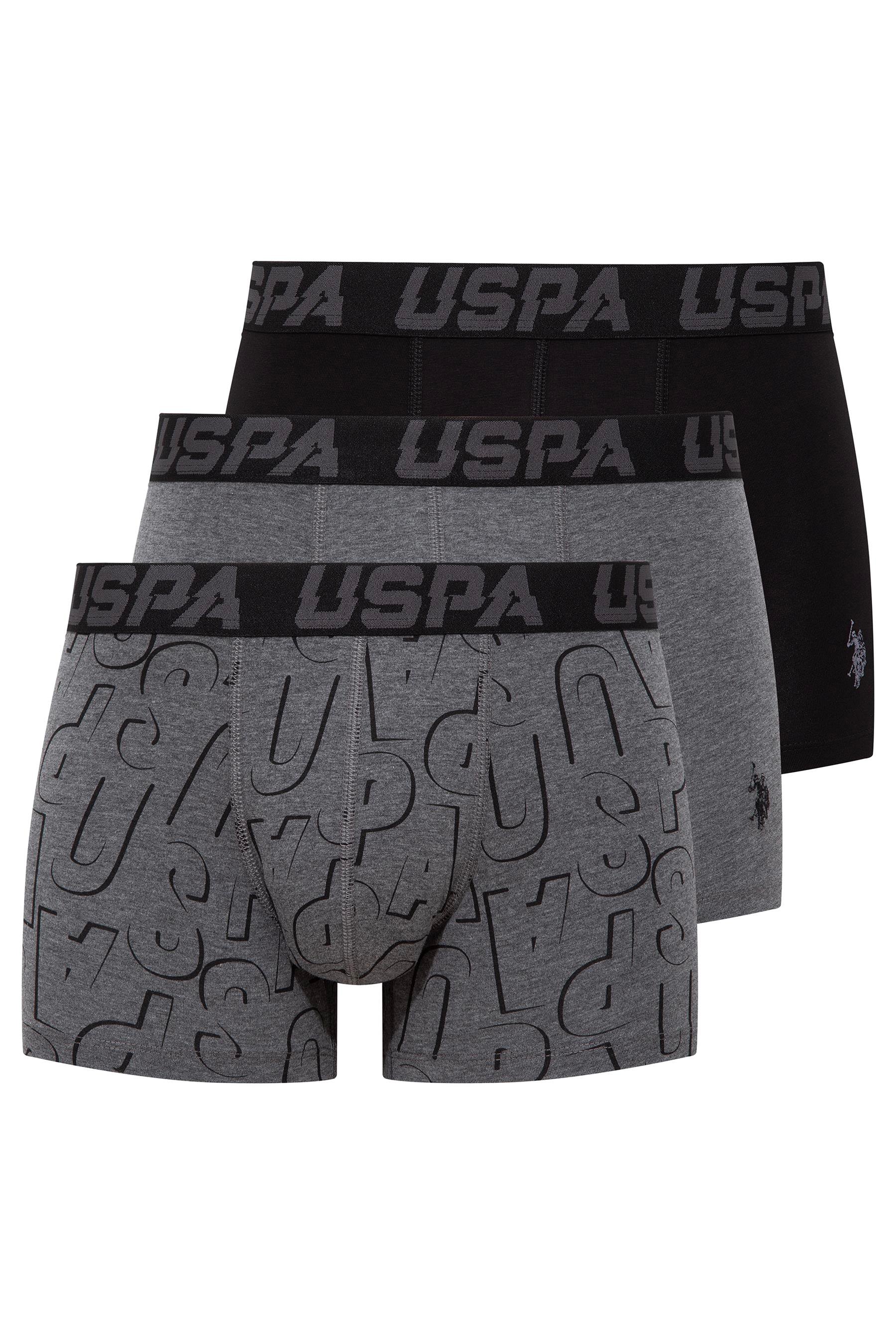 U.S. POLO ASSN. - Erkek Siyah - Antrasit -Baskılı 3 lü Boxer  - US.01.80496 556
