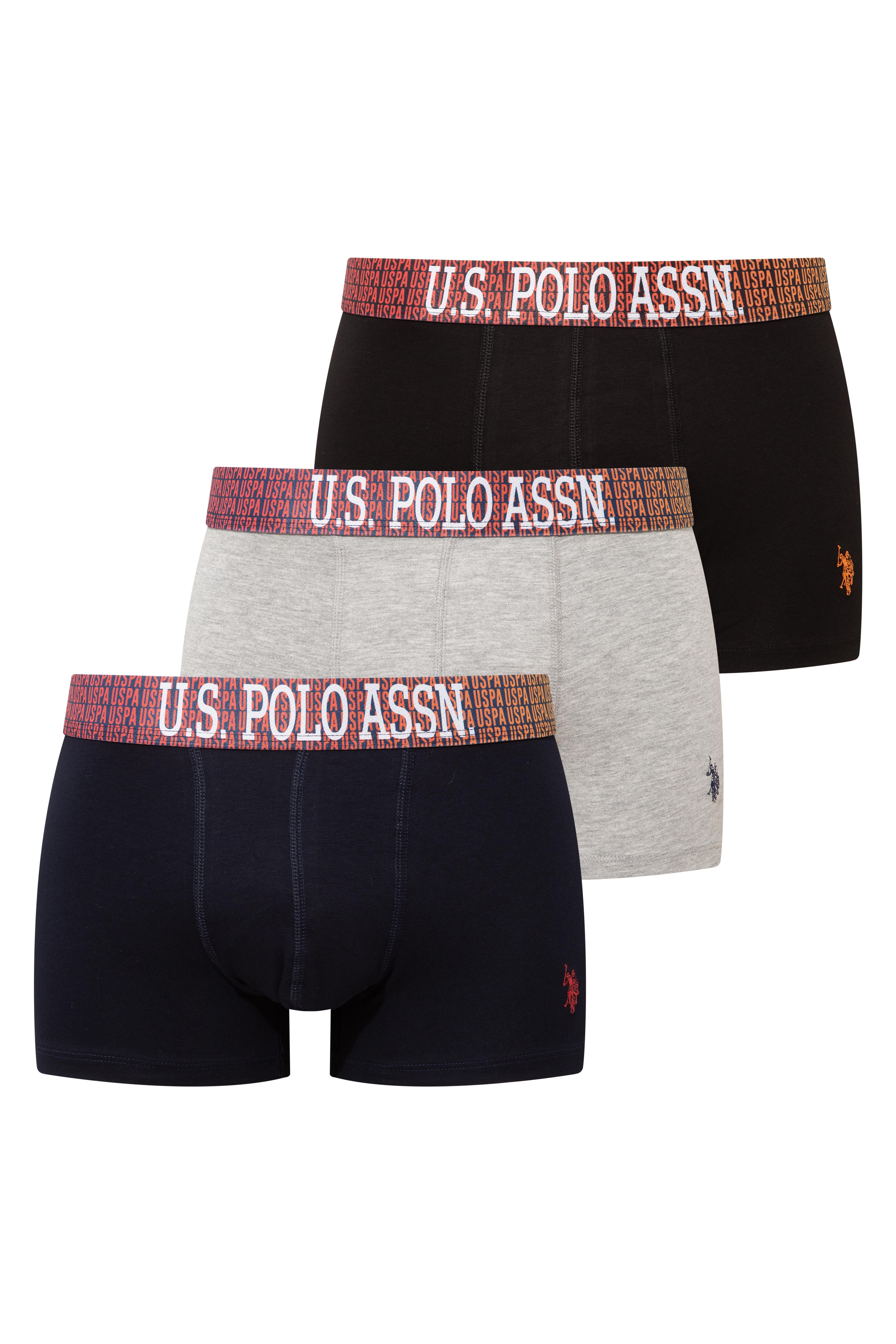 U.S. Polo Assn. Erkek Siyah - Gri Melanj - Lacivert 3 lü Boxer  - US.01.80571 577