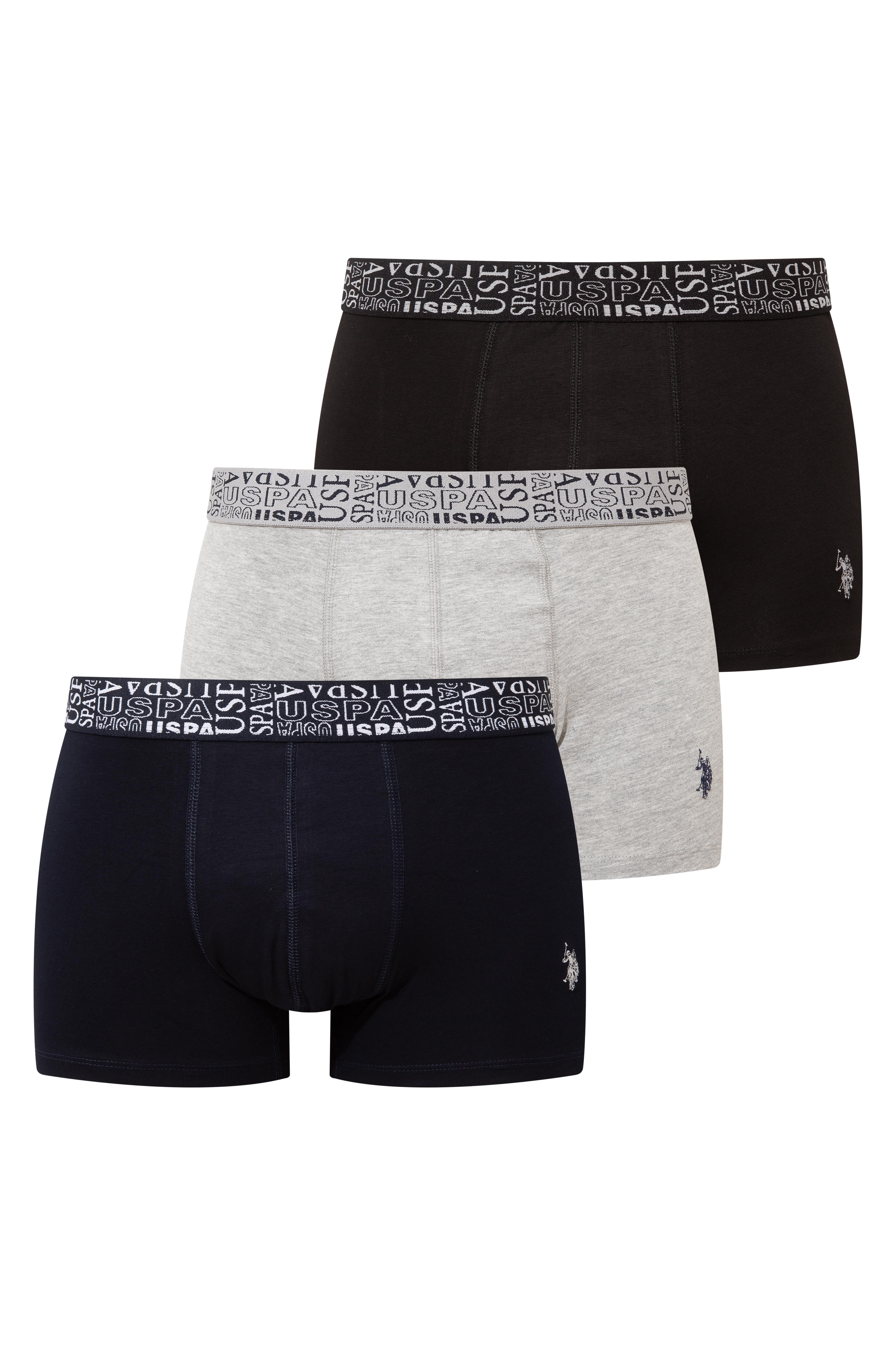 U.S. Polo Assn. Erkek Siyah - Lacivert - Gri Melanj 3 lü Boxer  - US.01.80543 577