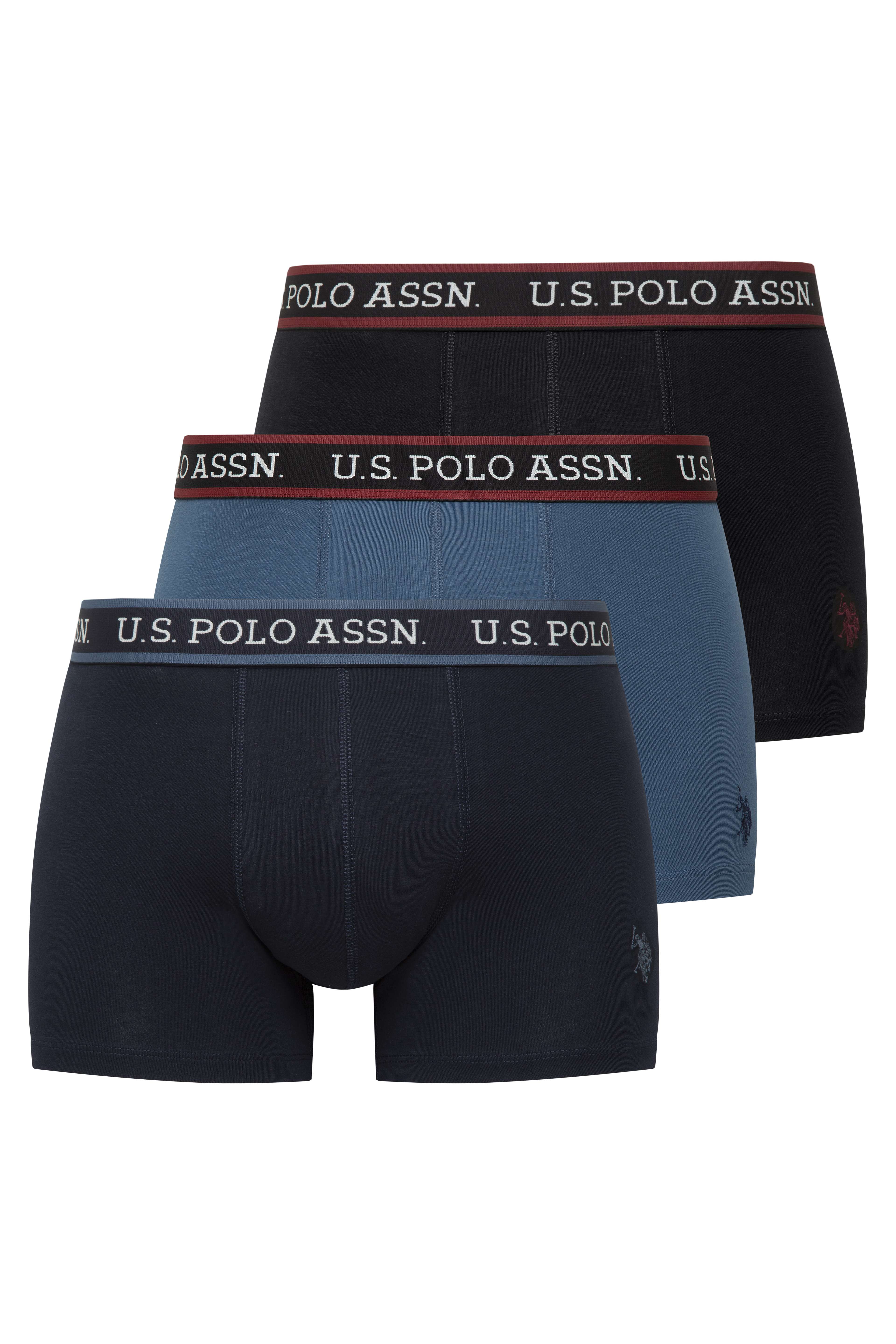 U.S. Polo Assn. Erkek Siyah - Lacivert - İndigo 3 lü Boxer  - US.01.80655.INT 612