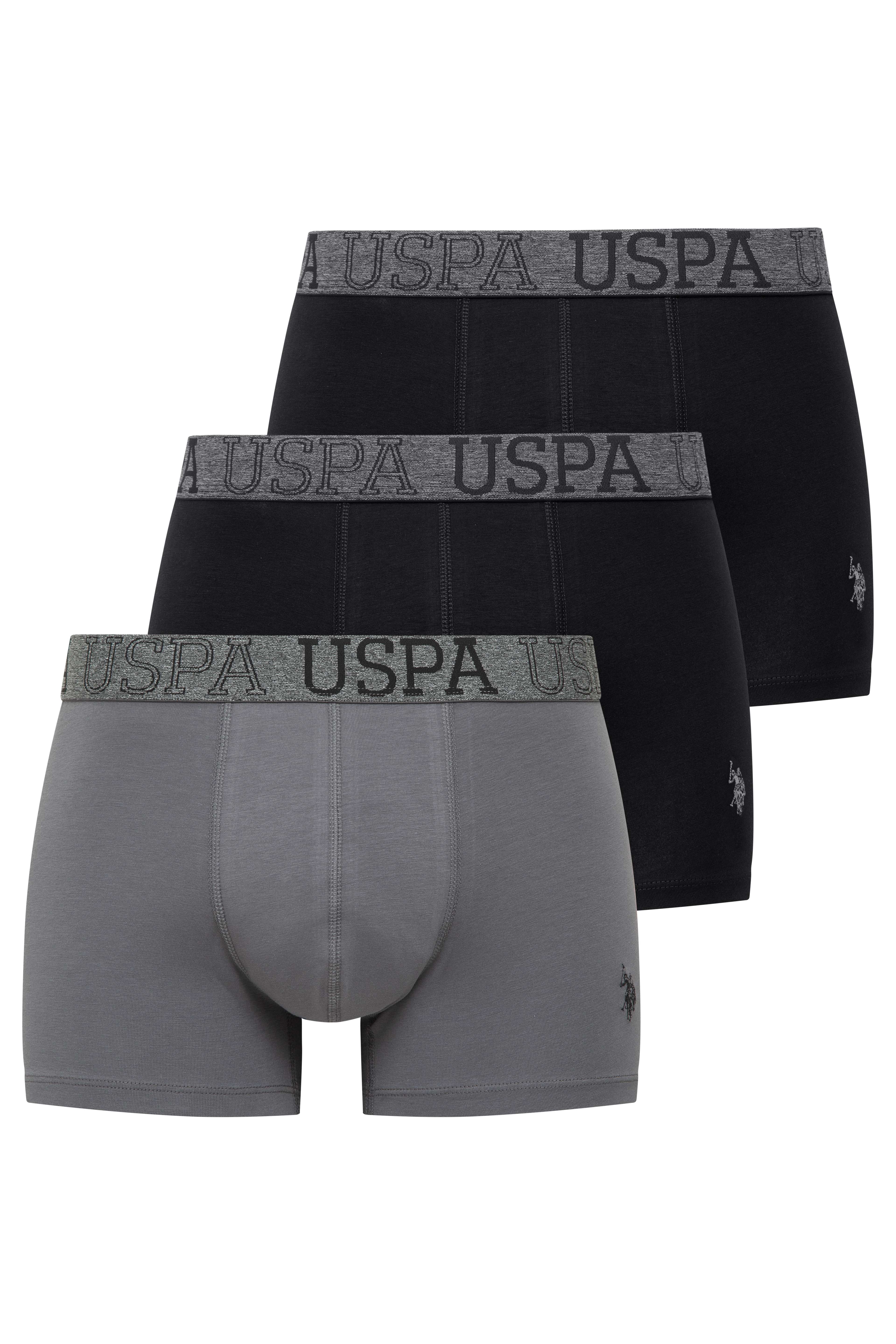 U.S. Polo Assn. Erkek Siyah -Siyah - Antrasit 3 lü Boxer  - US.01.80655.INT 550