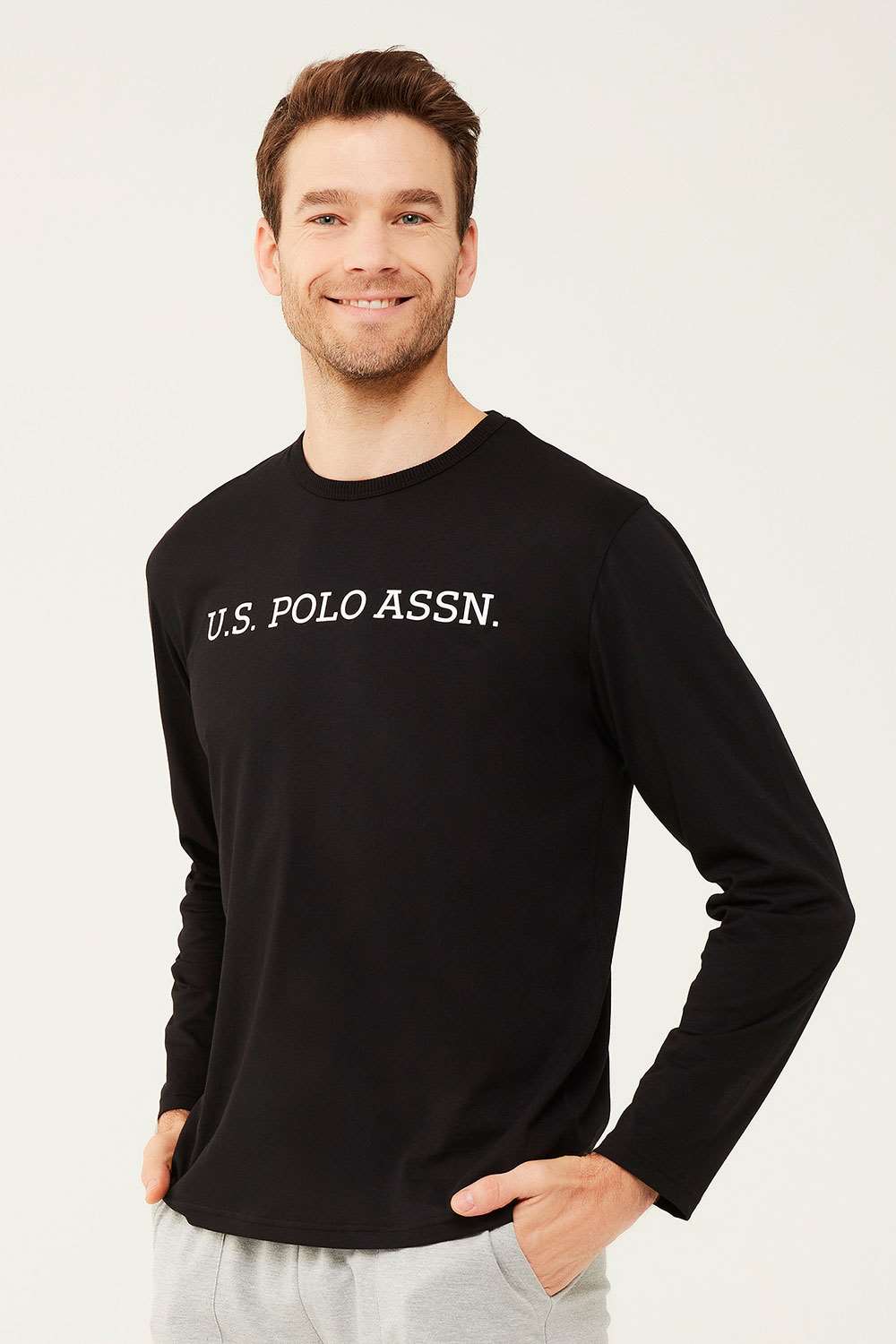 U.S. Polo Assn. Erkek Siyah Uzun Kollu T-shirt | Modcollection.com.tr