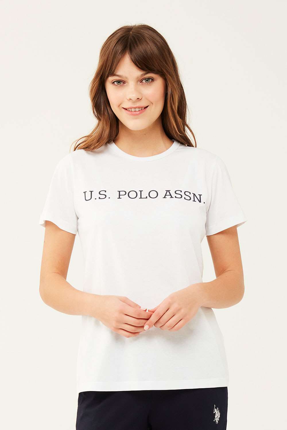 U.S. Polo Assn. Kadın Beyaz Yuvarlak Yaka T-shirt | Modcollection.com.tr