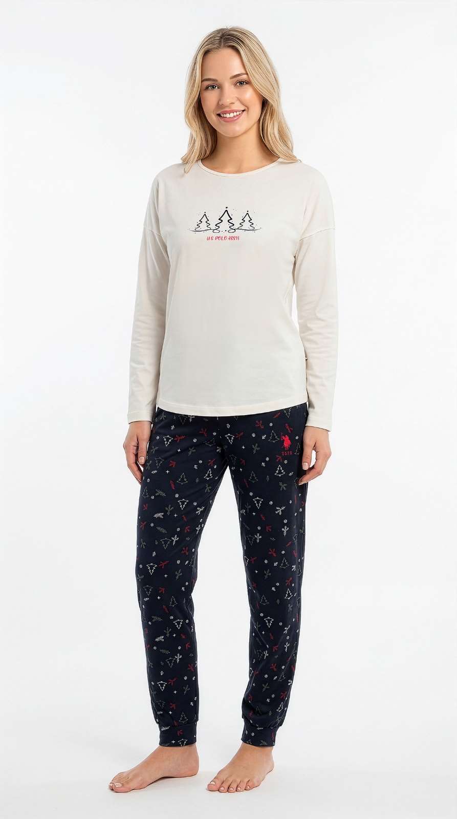 U.S. Polo Assn. Kadın Ekru Pijama Takım  - US.01.20343.26K 102