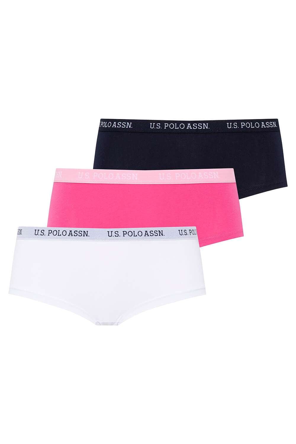 U.S. Polo Assn. Kadın Lacivert - Fuşya - Beyaz 3 Lü Şort