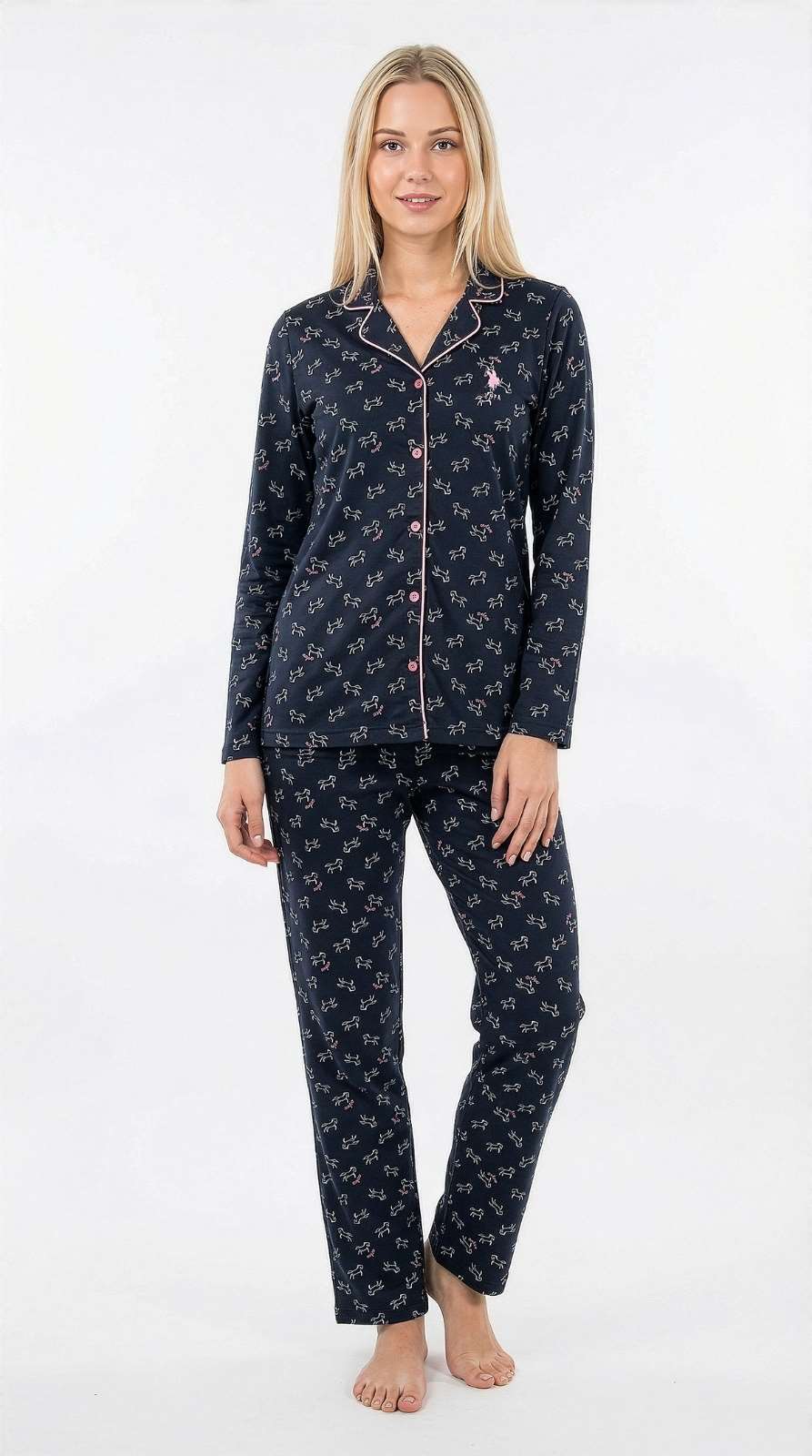 U.S. Polo Assn. Kadın Lacivert Pijama Takım  - US.01.20327.26K 240