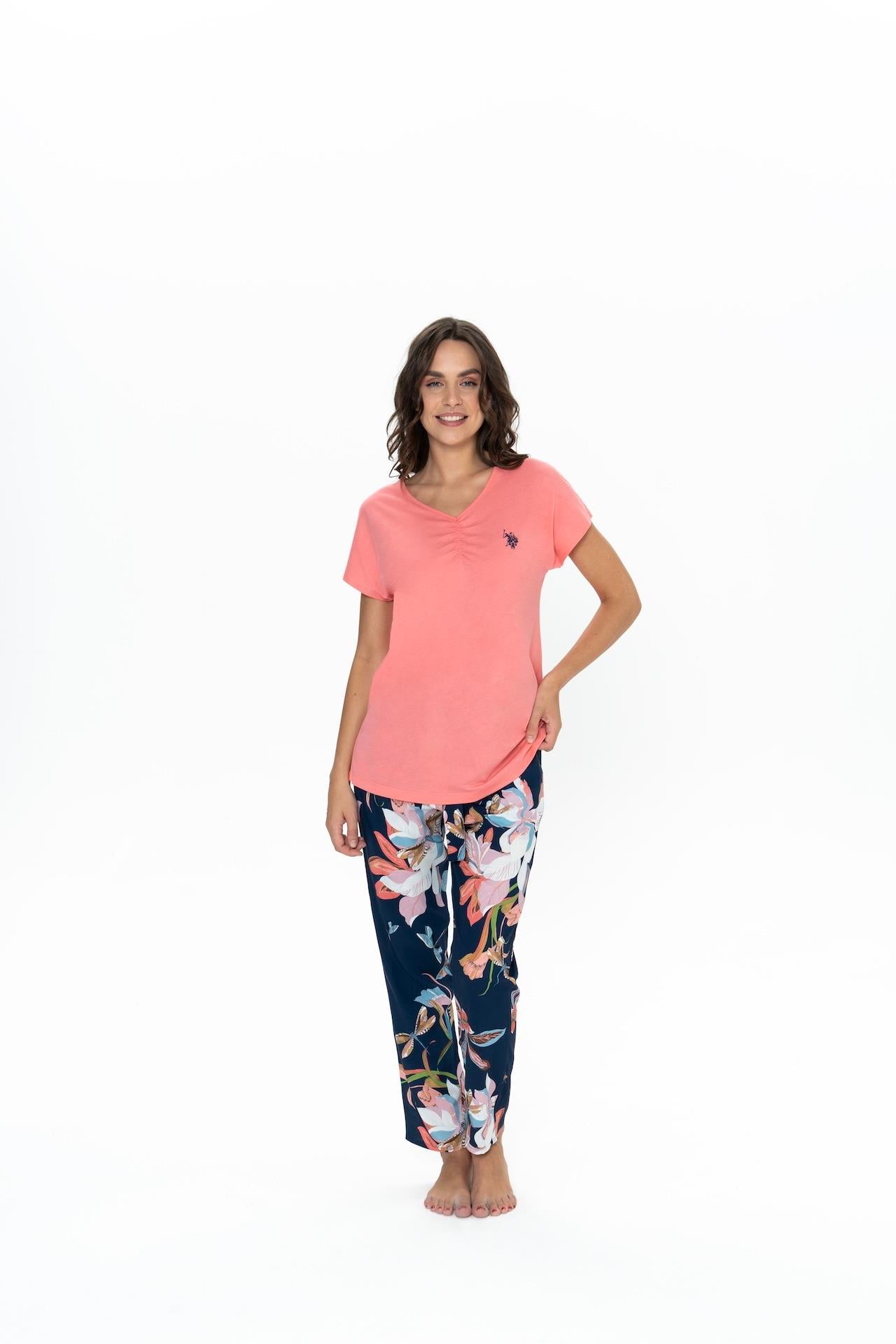 U.S. Polo Assn. Kadın Pembe Pijama Takım  - US.01.20100.25Y 300