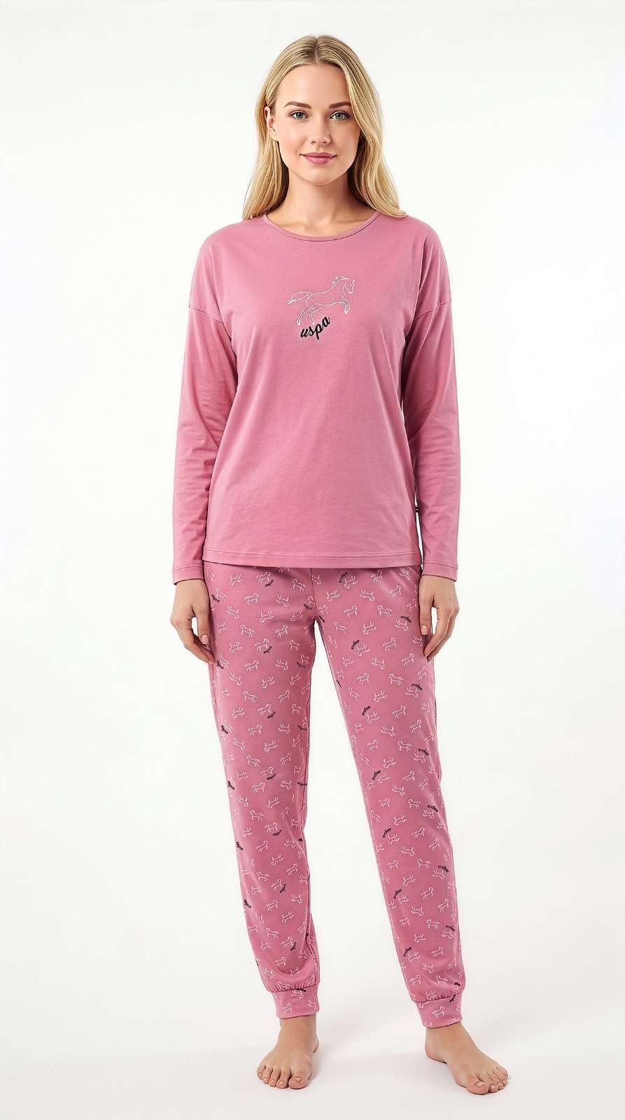 U.S. Polo Assn. Kadın Pembe Pijama Takım  - US.01.20326.26K 300