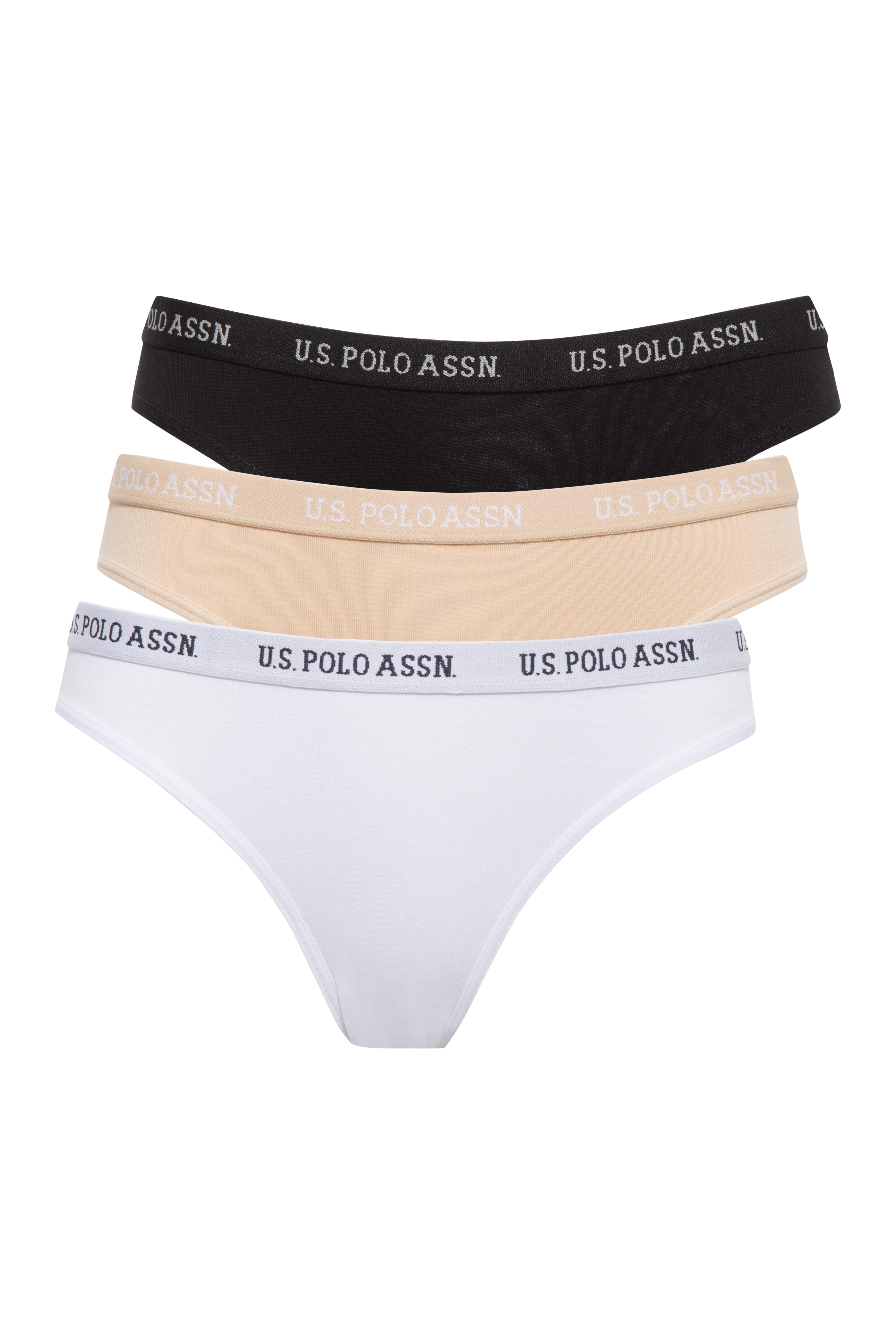 U.S. Polo Assn. Kadın Siyah - Beyaz - Ten  3 lü Slip  - US.01.66119 490
