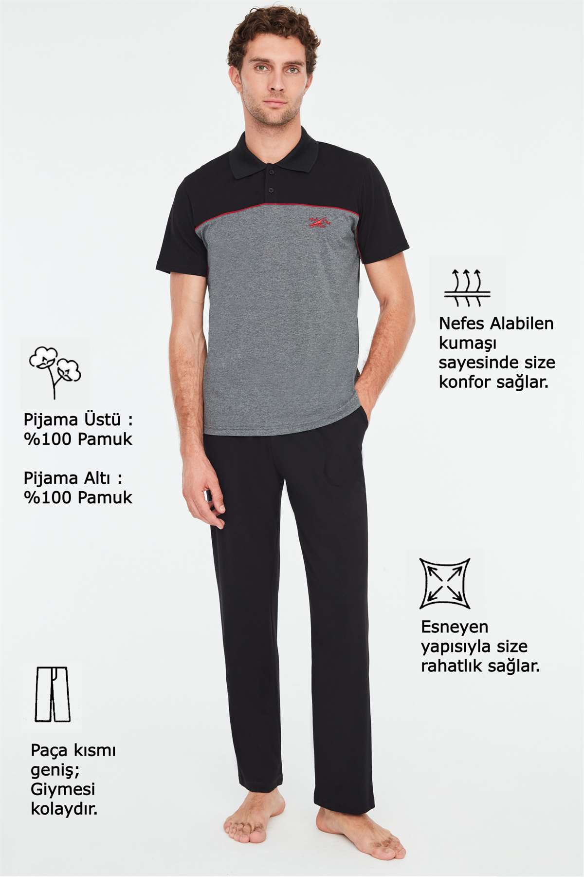 Mod Collection - Erkek Siyah Pijama Takımı | Modcollection.com.tr