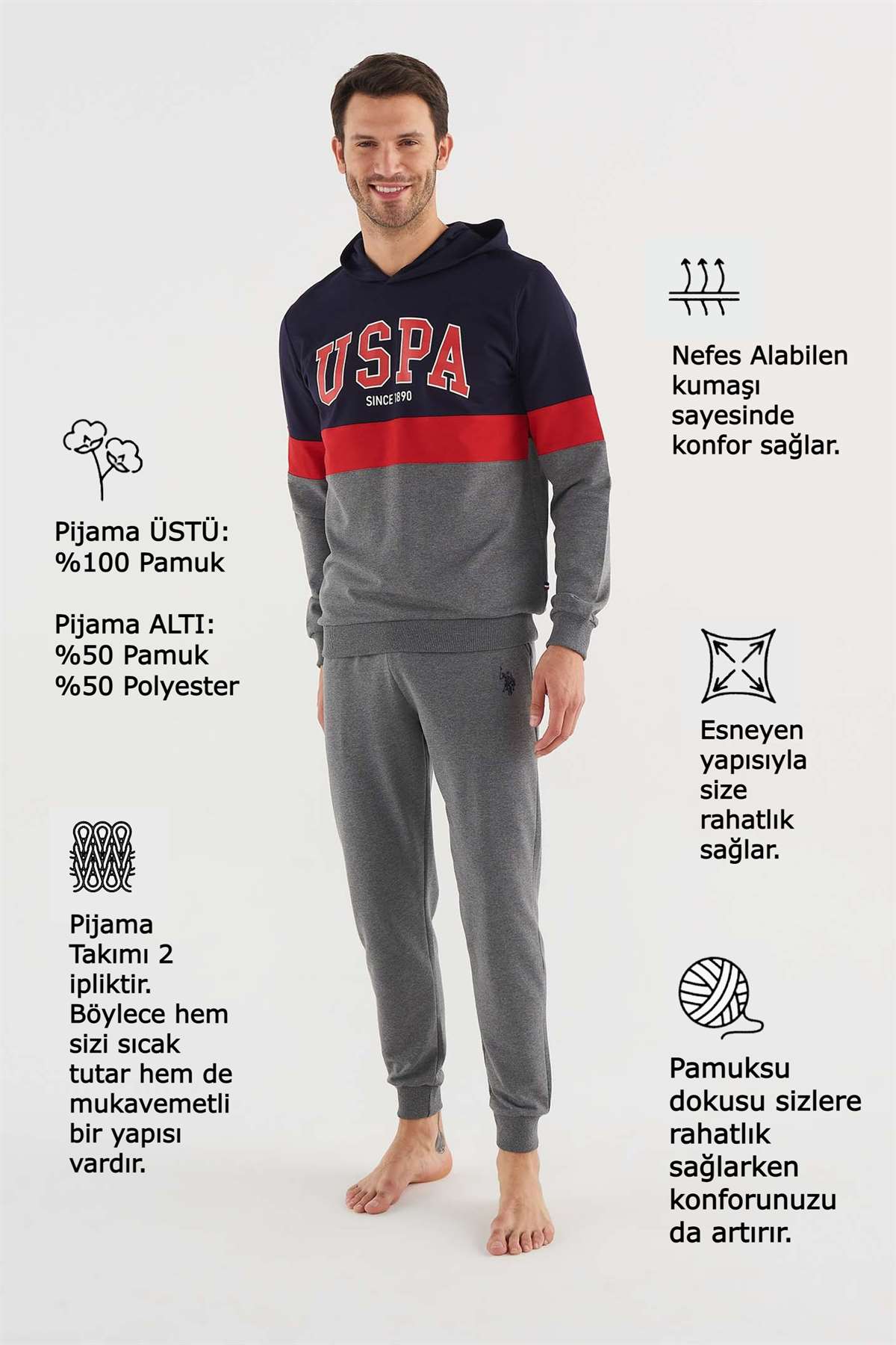 U.S. POLO Assn.Erkek Lacivert Pijama Takımı indirimli fiyat seçenekleri ile  modcollection.com.tr 'de Pijama kategorisinde sizi bekliyor!