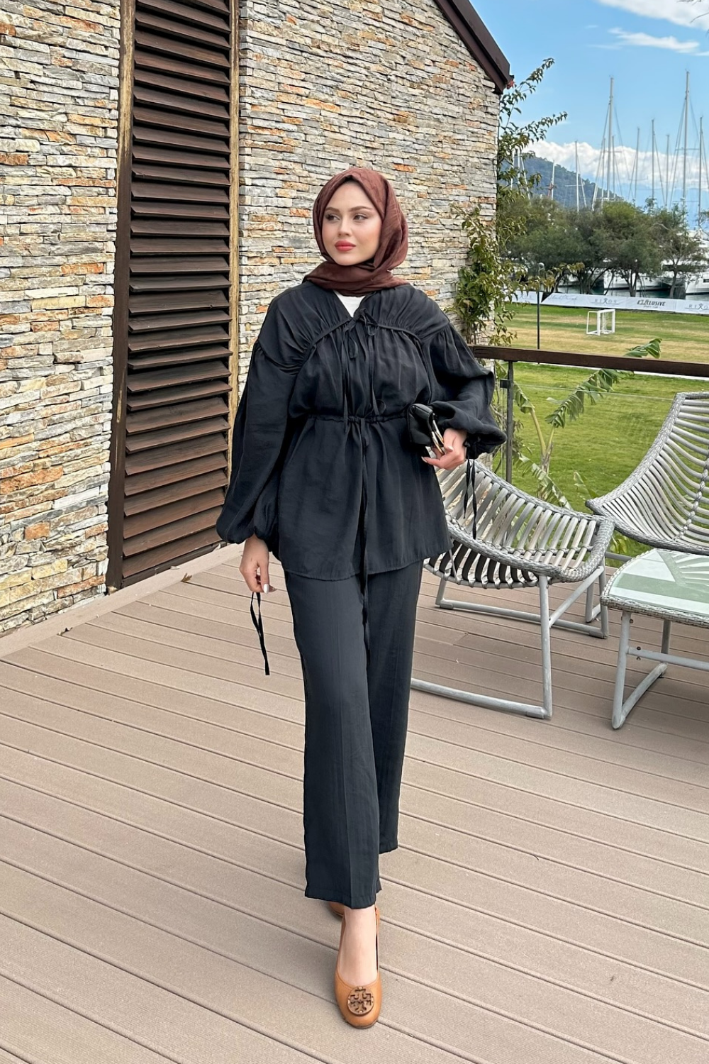 Büzgülü Tensel Takım Siyah