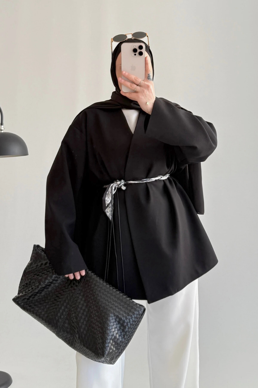 Fular Kemerli Blazer Siyah