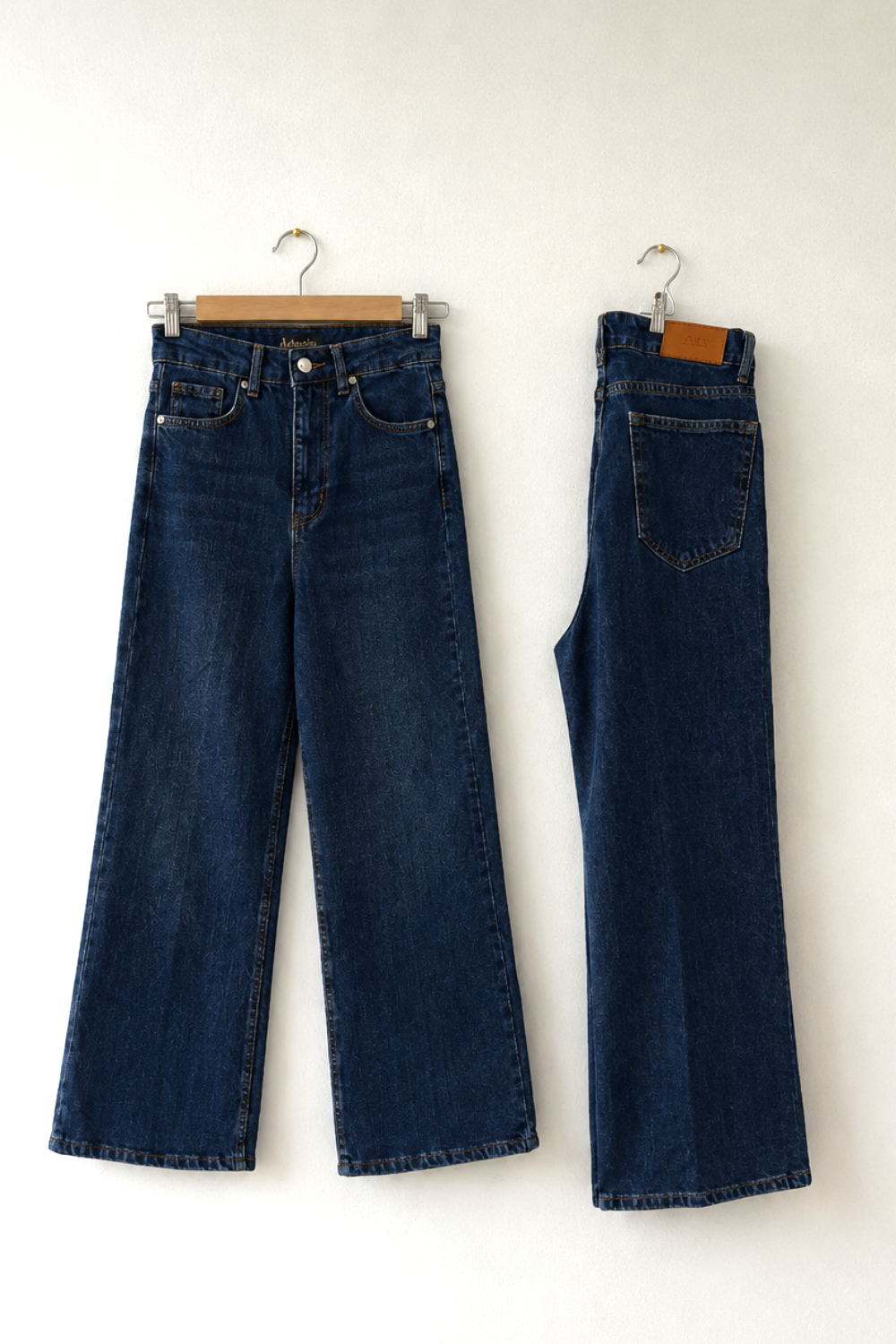 Geniş Paça Jean Pantolon Koyu Mavi