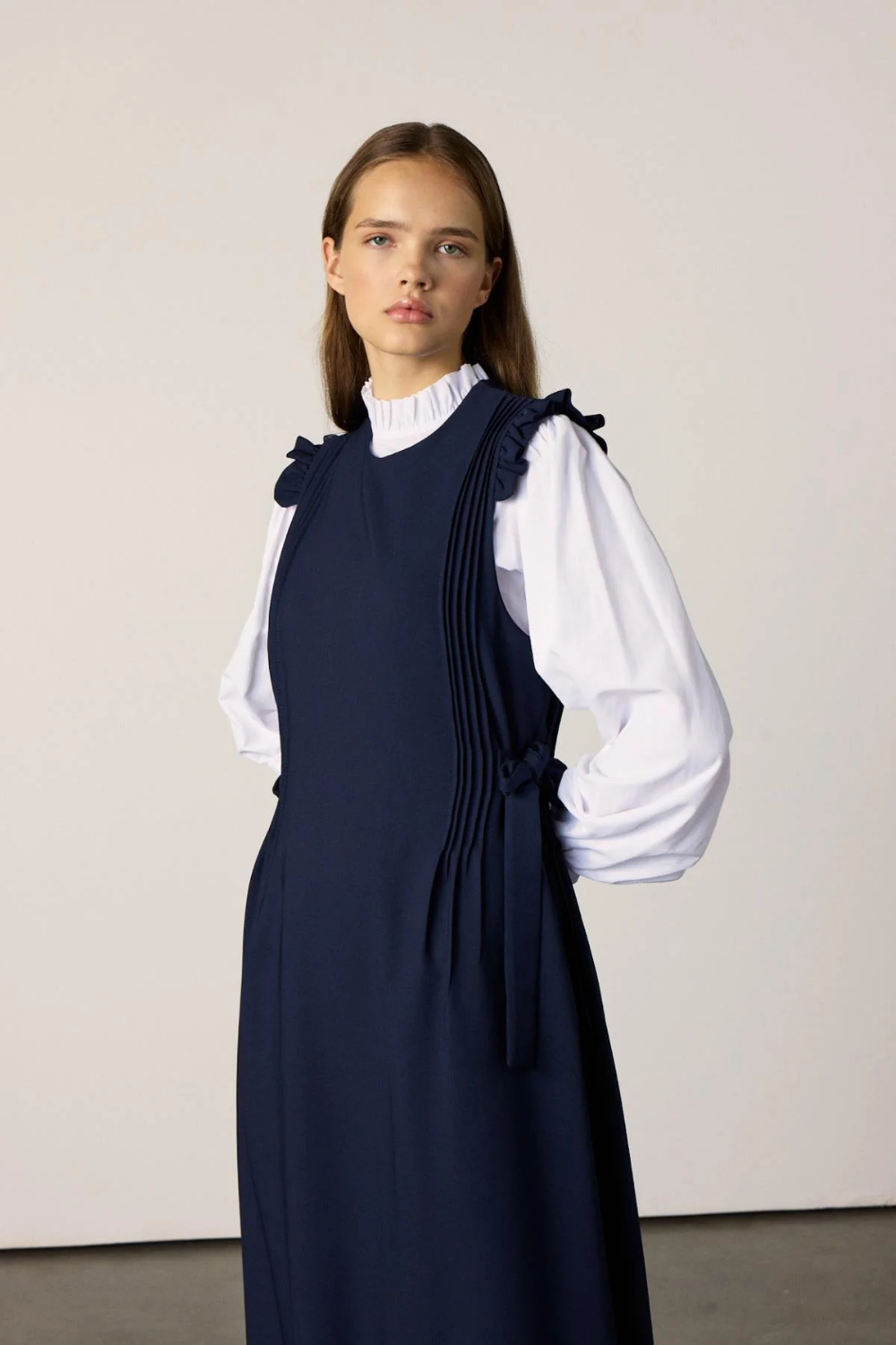 Gömlekli Elbise Lacivert