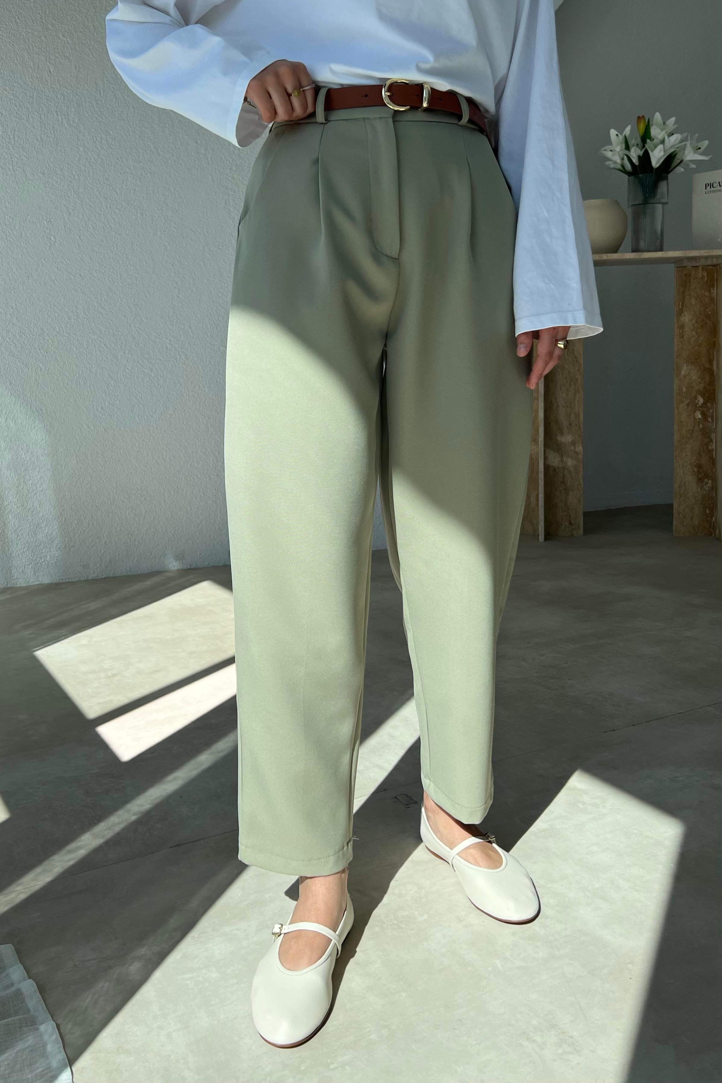 KEMERLİ PANTOLON HAKİ