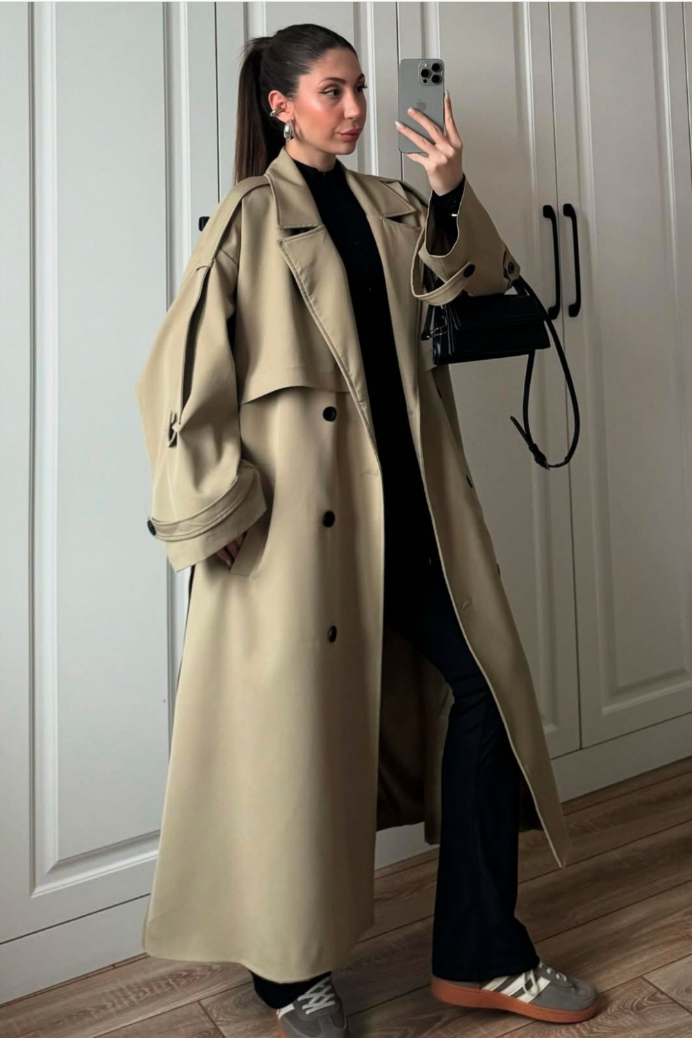 Kuşaklı Trençkot Camel