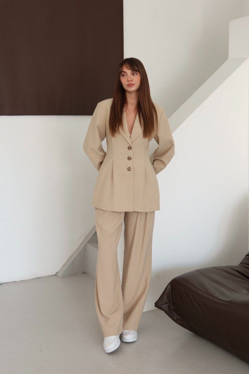 Pens Detay Belden Oturtmalı Ceket Taş